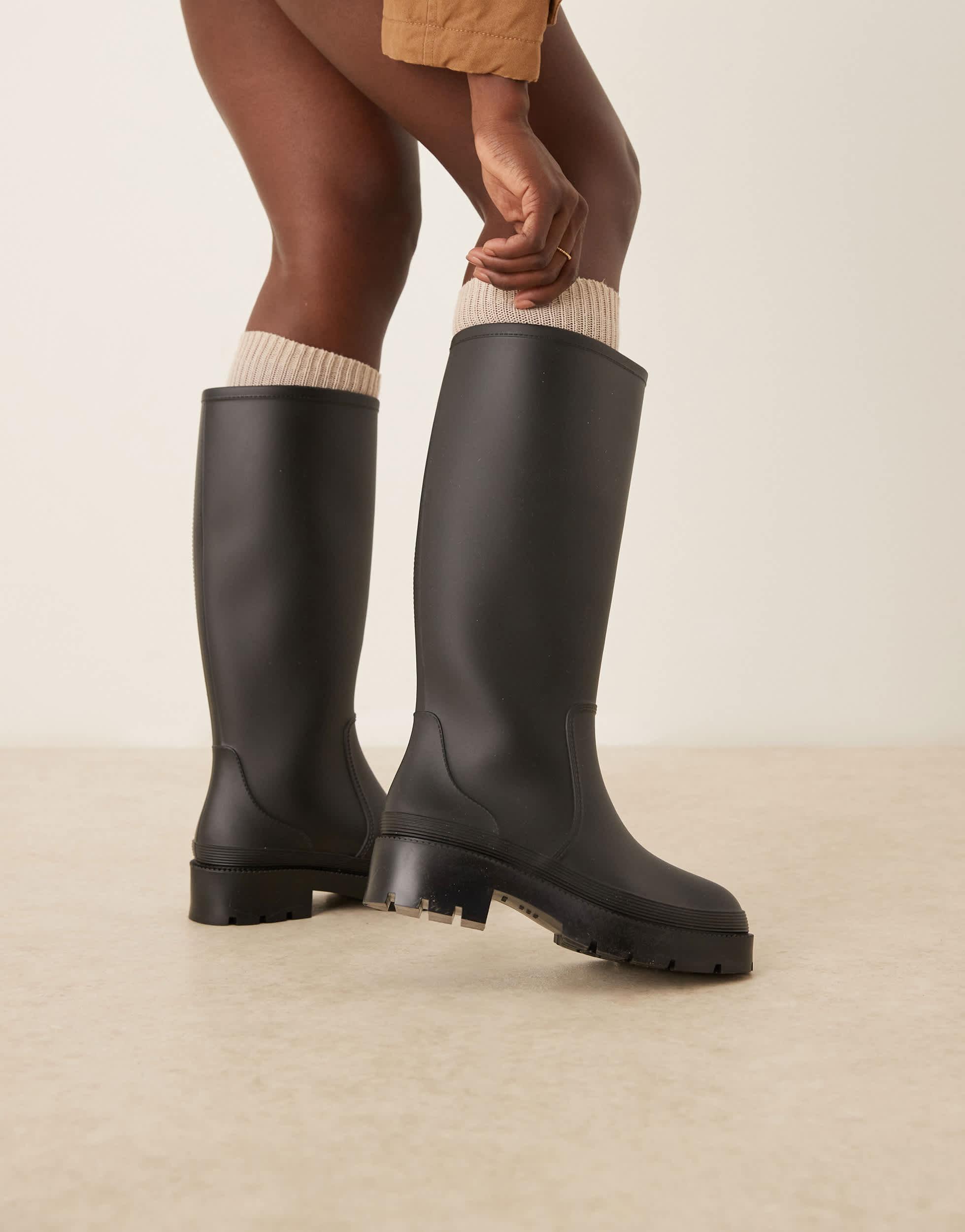 Asos Gummistiefel Flache Sohle ASOS DESIGN – Gracie – Kniehohe