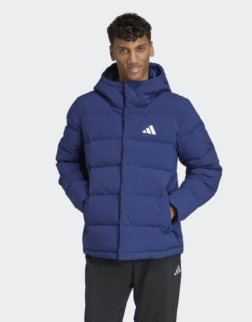 adidas Originals Helionic Climawarm Hooded Down Jacket in Blue for