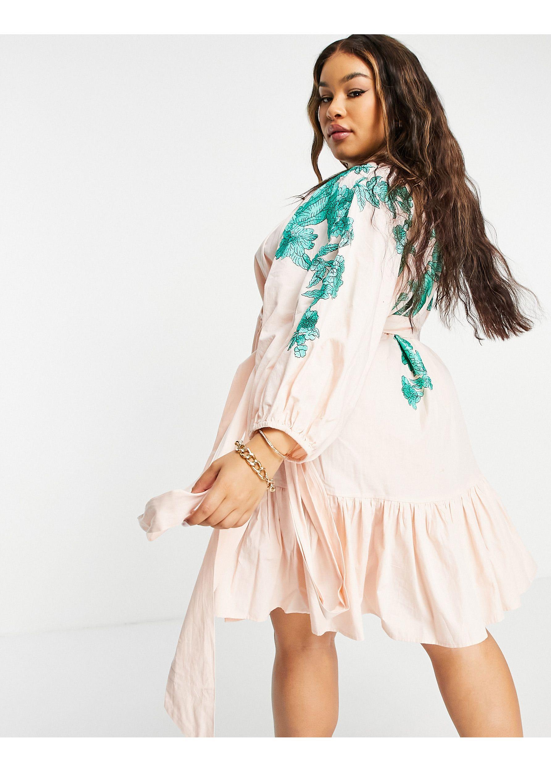 embroidery mini dress