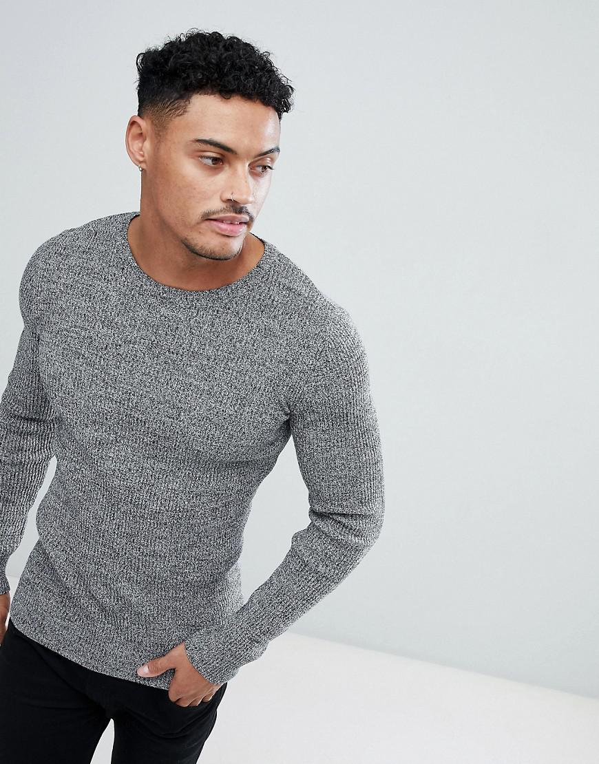 muscle fit ribbed sweater