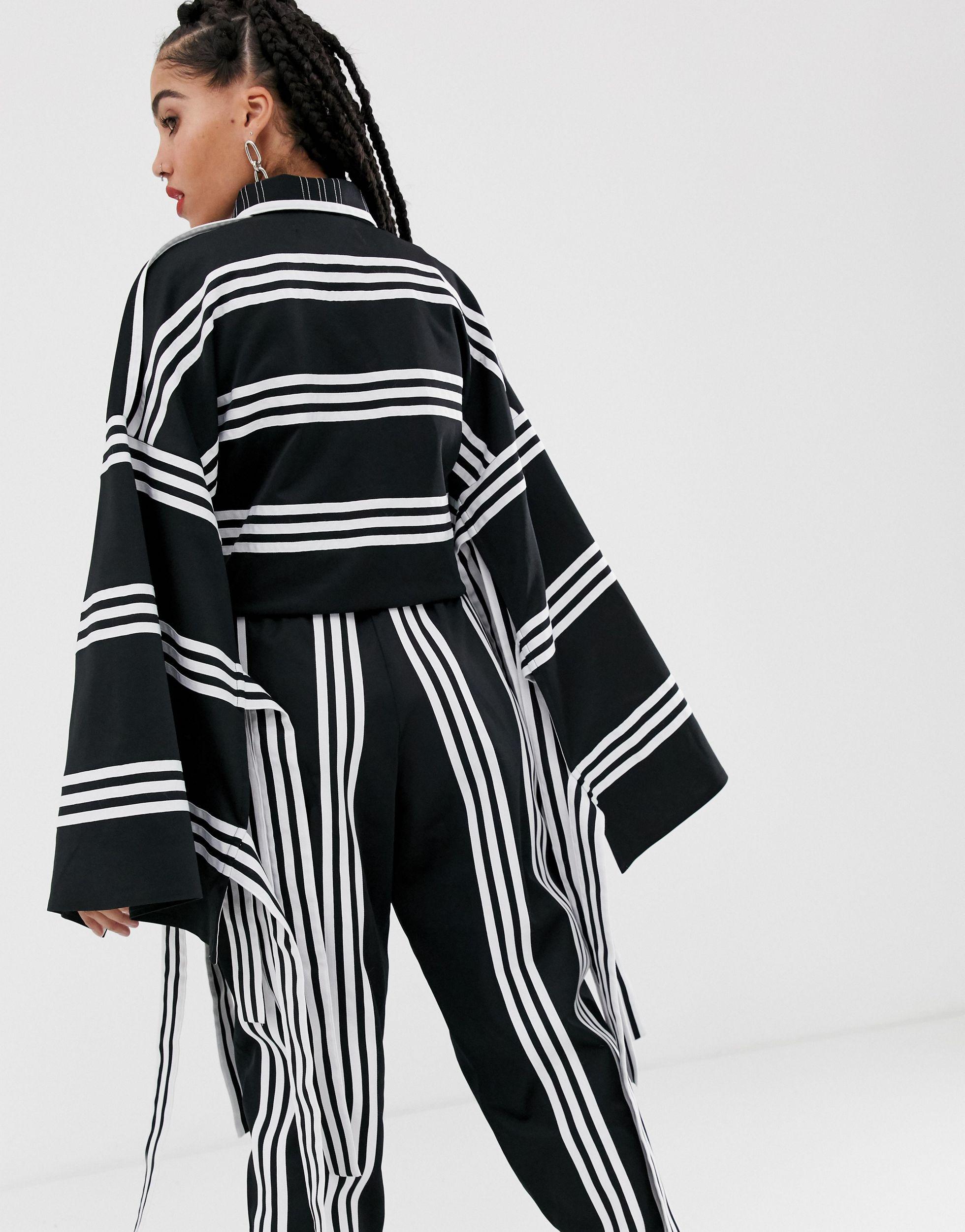 adidas Originals X Ji Won Choi Mixed Stripe Kimono In Black | Lyst