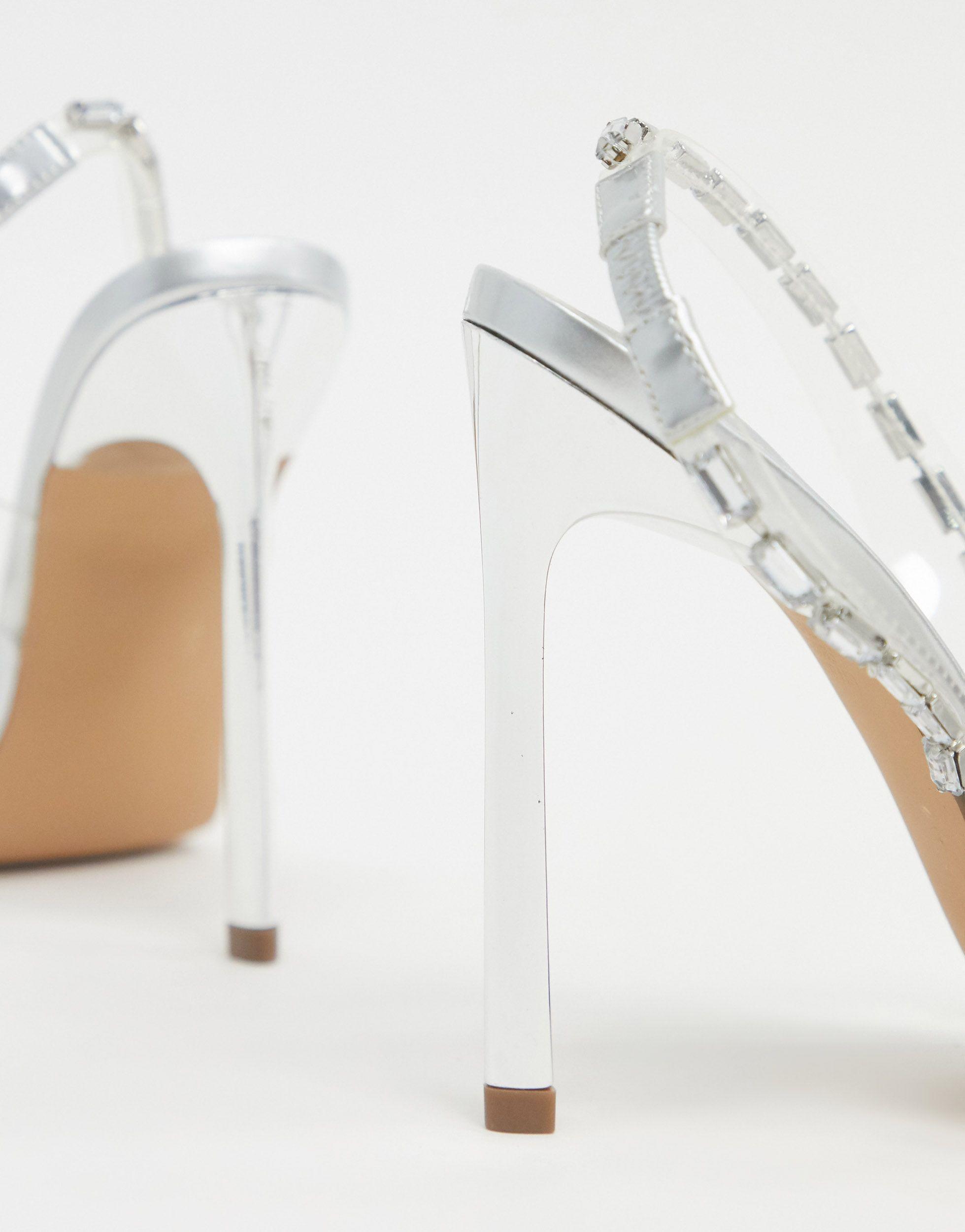 SHEIN Transparante Muller sandalen met piramidevormige hak en hoge hakken -  Schoenen.nl