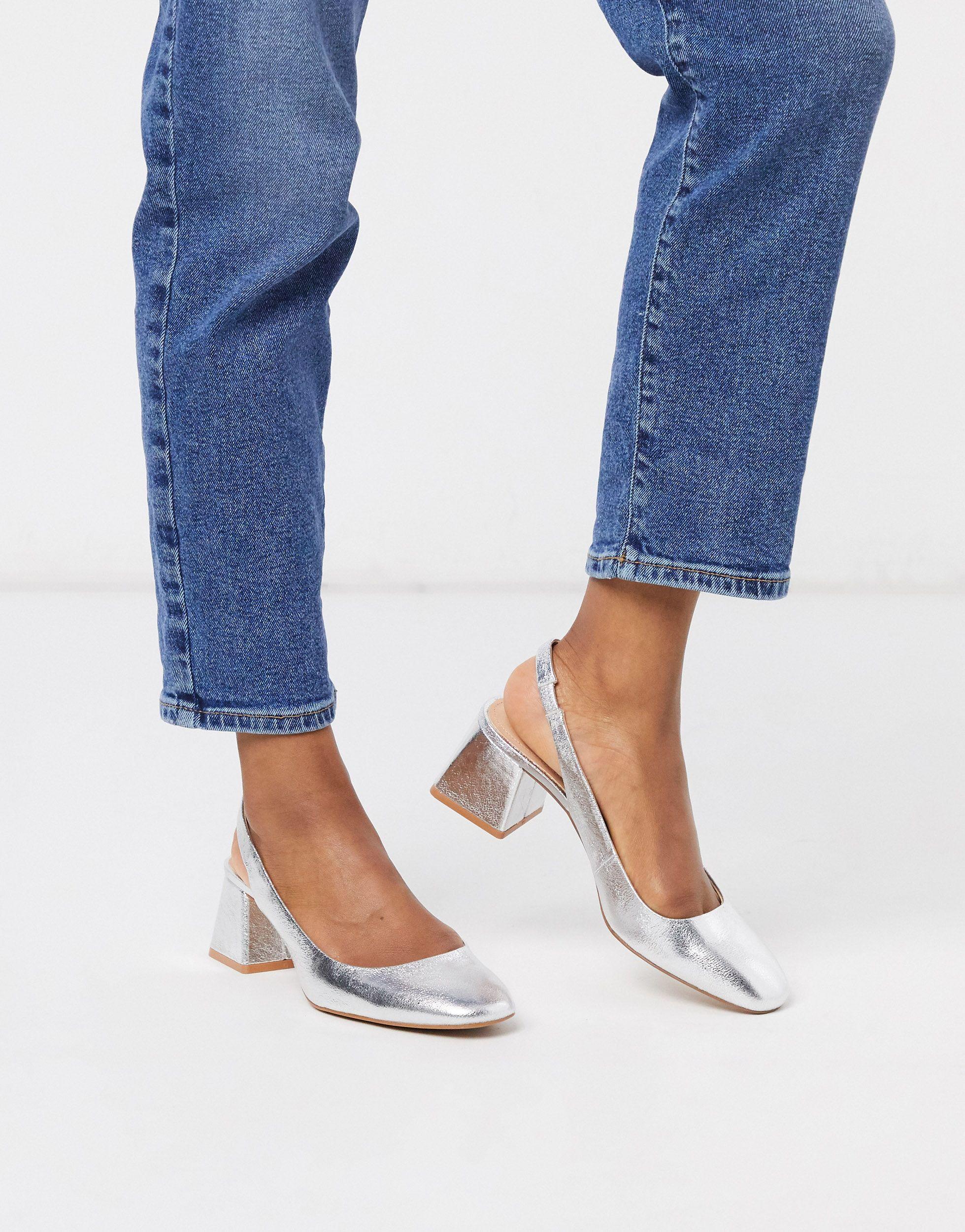 Silver Slingback Heels | ShopStyle