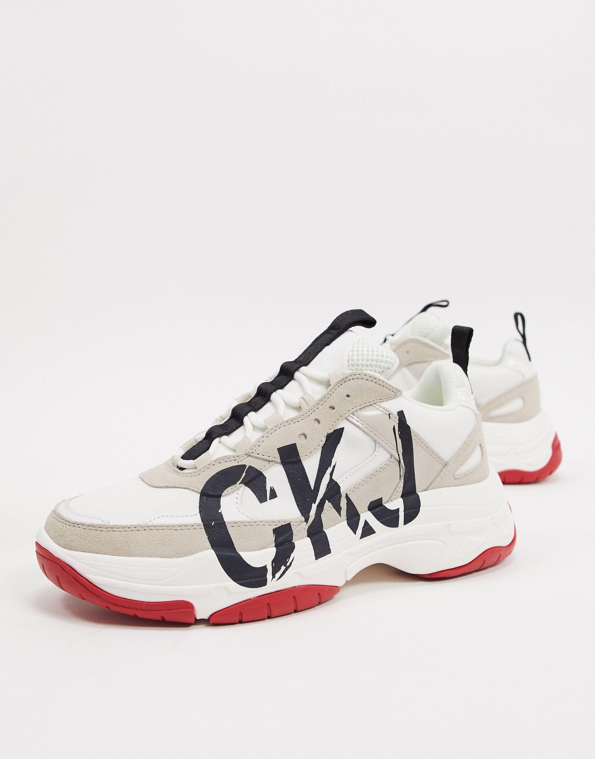 Calvin Klein Leather Mizar Sneakers Tan And White for Men | Lyst Australia
