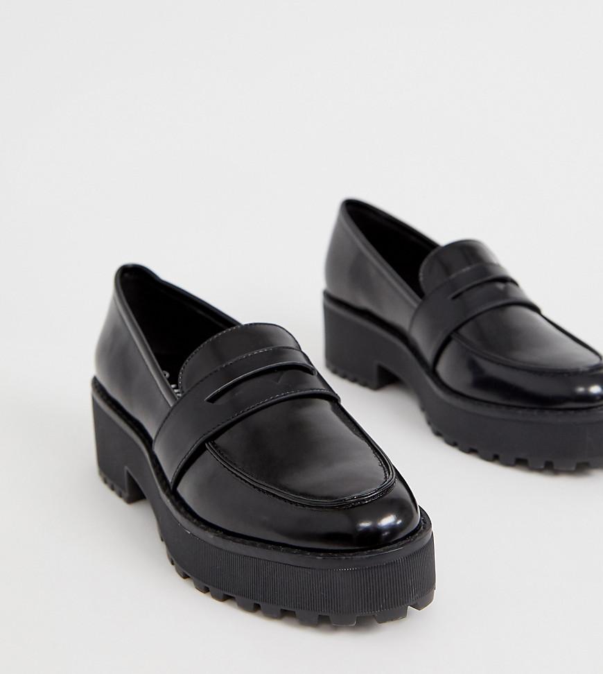 Denim Flatform Loafer in Black -