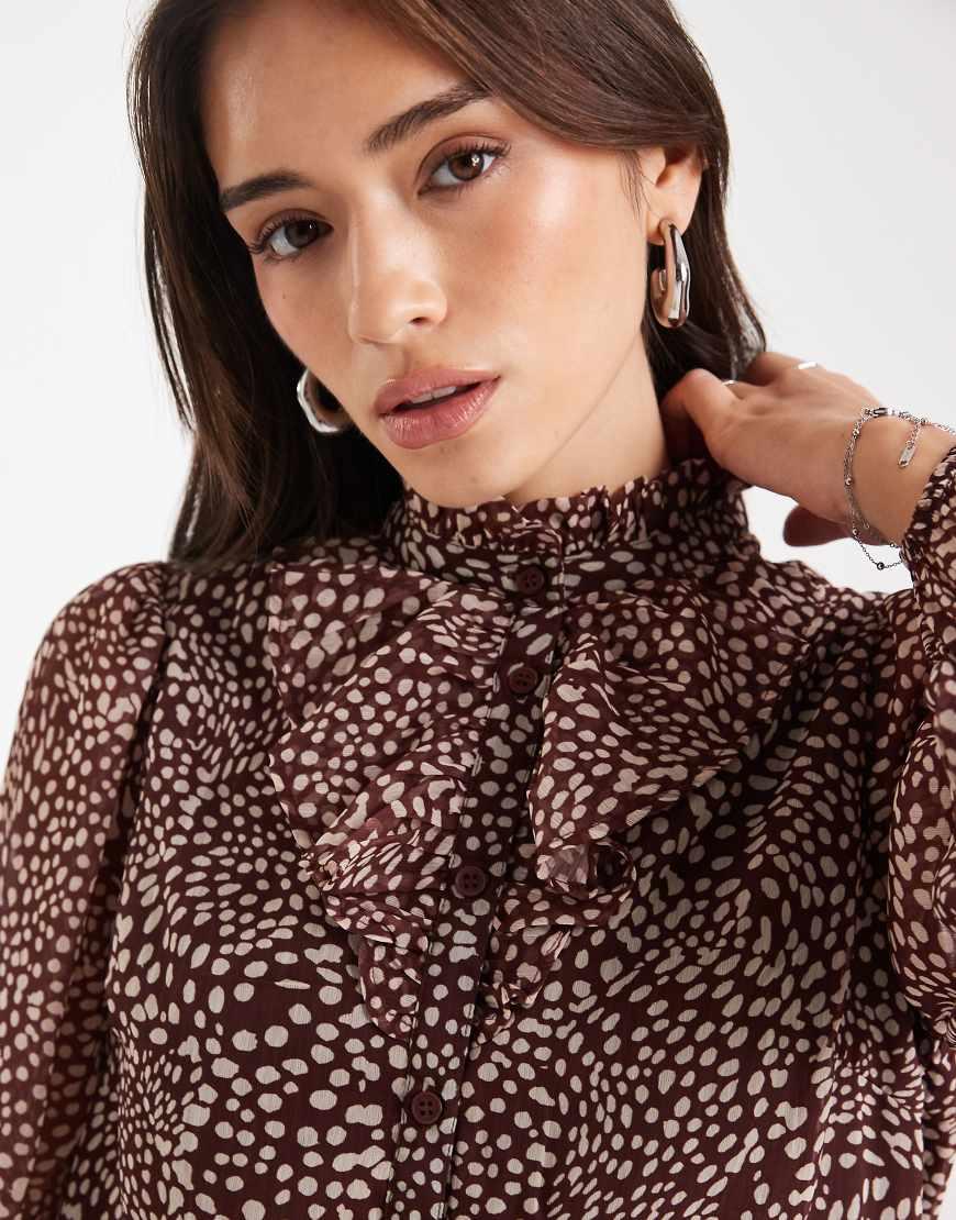 Wednesday's Girl Leopard Print Floaty Mini Dress in Brown Lyst UK