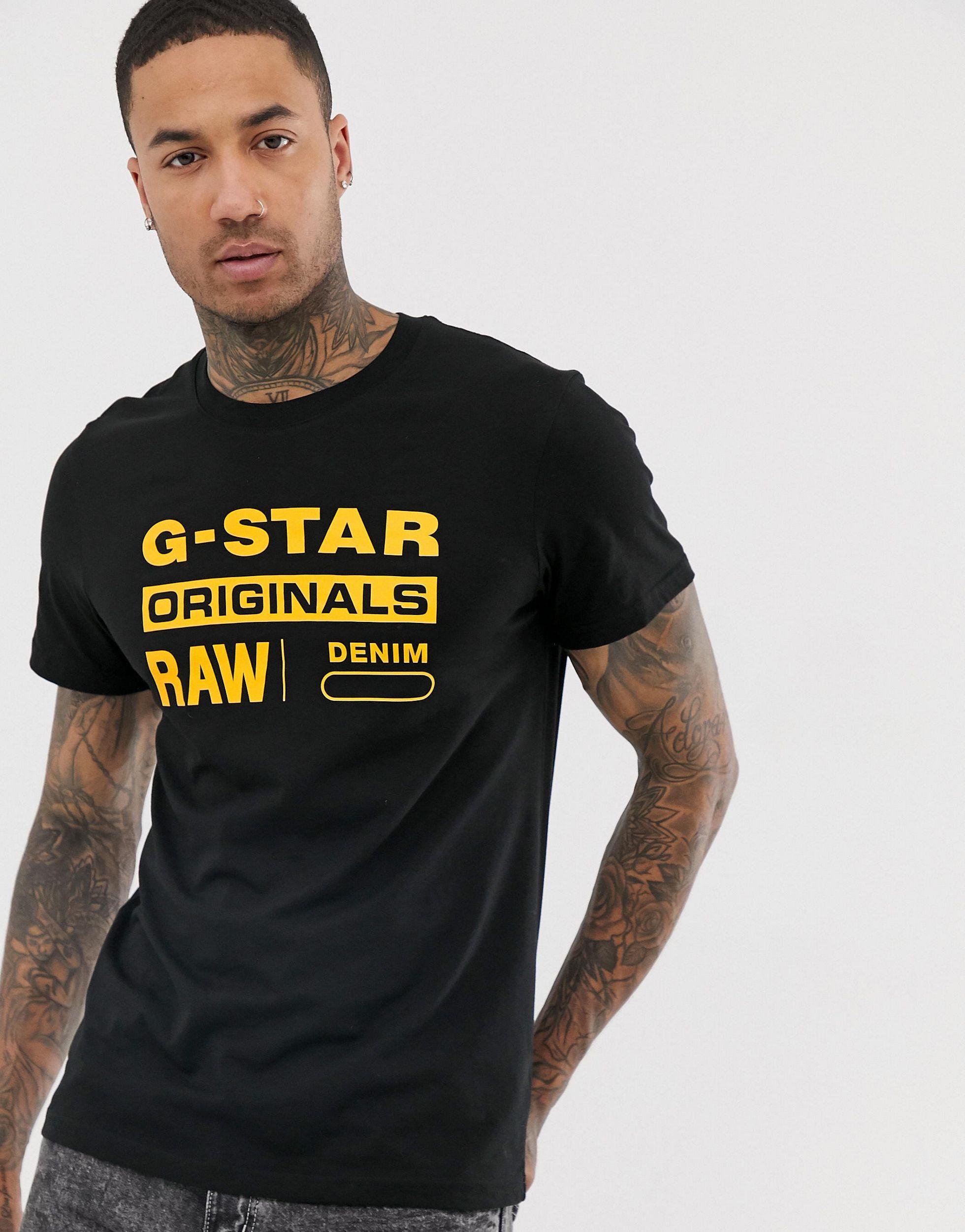 black and yellow g star shirt