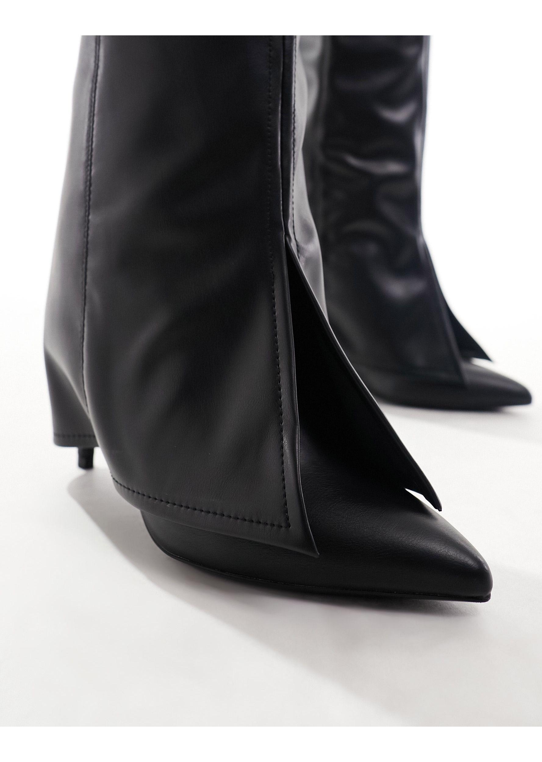 Bershka Calf Length Faux Leather Covered Boots in Black Lyst