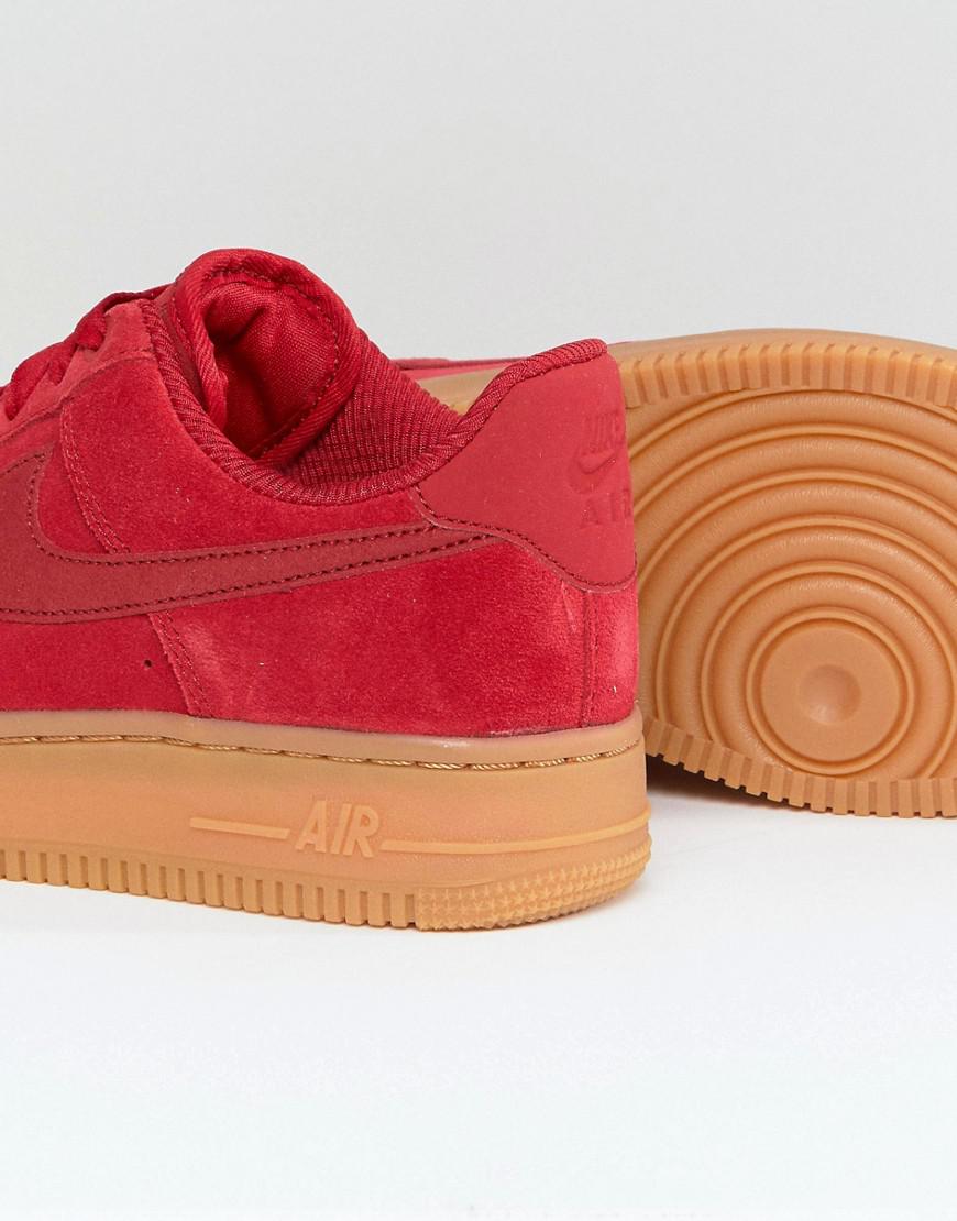 Nike Air Force 1 Red Suede Trainers 