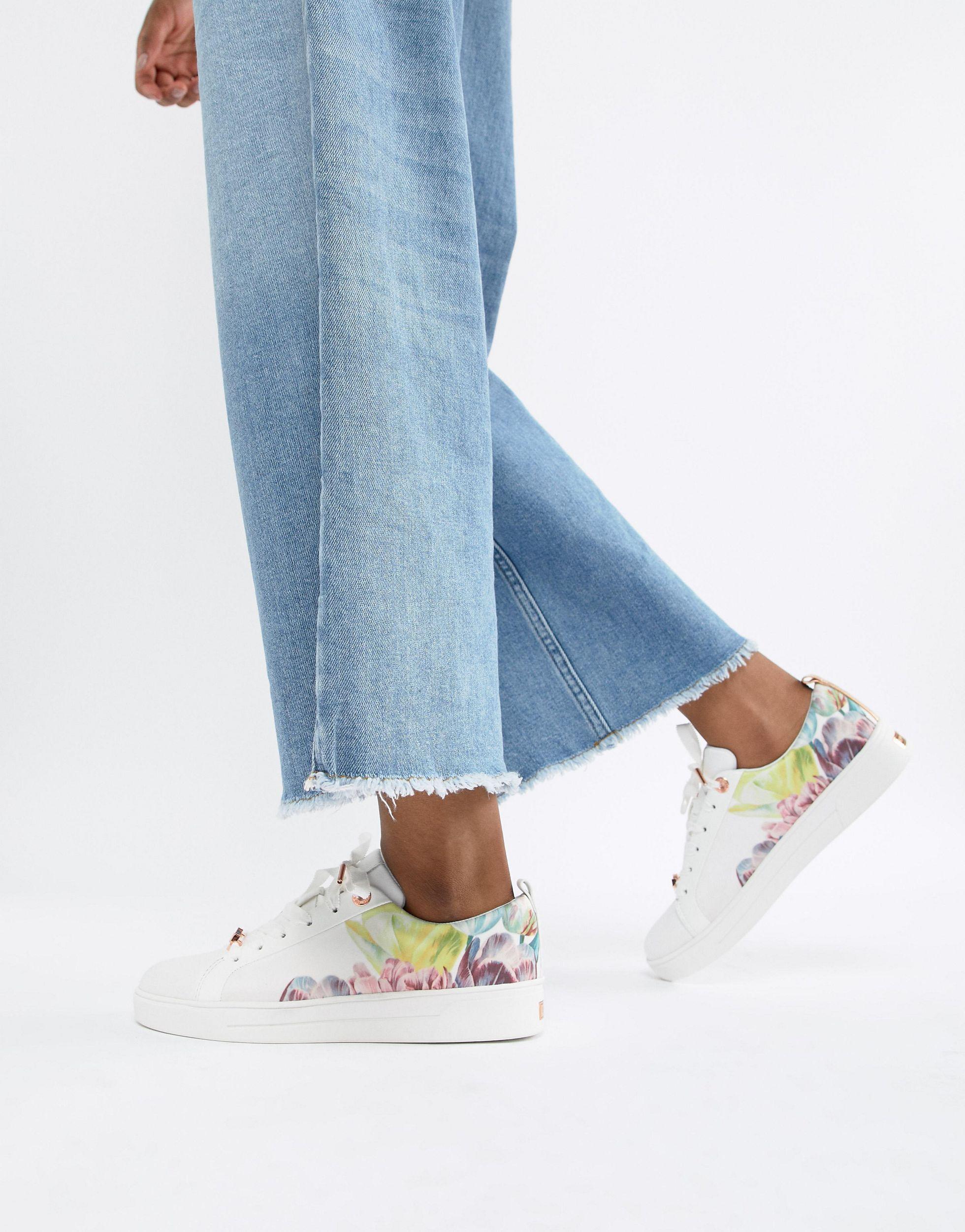 ted baker white floral trainers