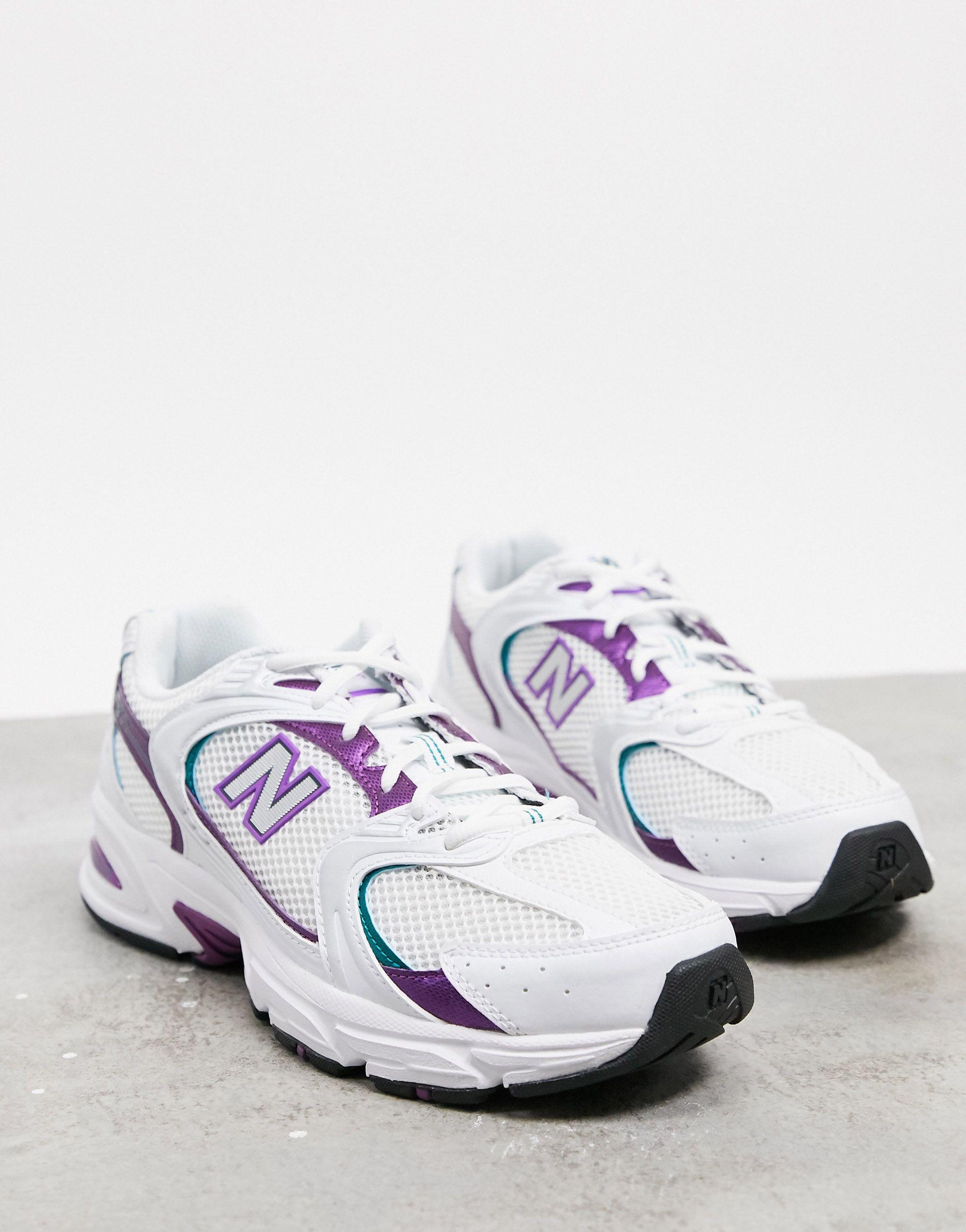 New Balance Leather Mr530sf in White & Purple (White) for Men | Lyst