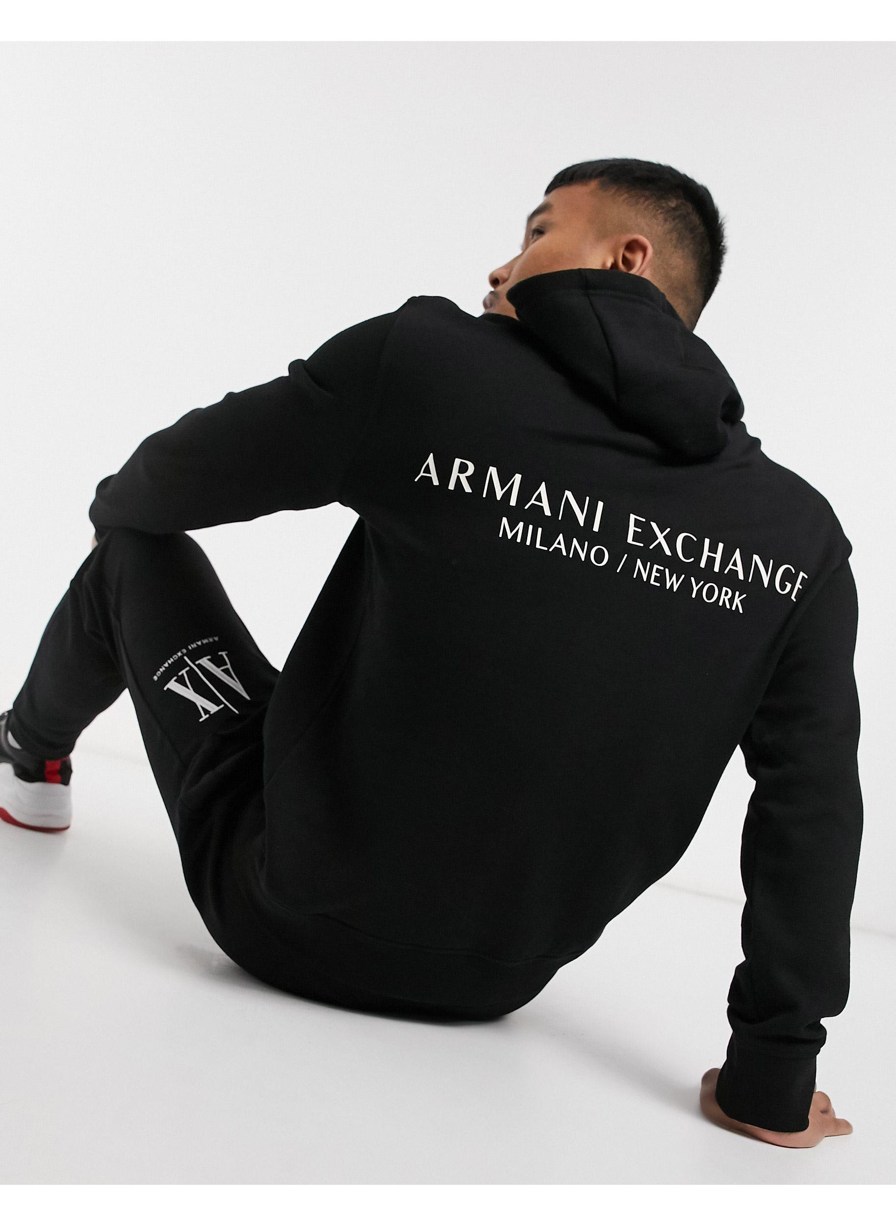 Armani Exchange Logo French Terry Hoodie With Back Print in Black for Men -  Lyst