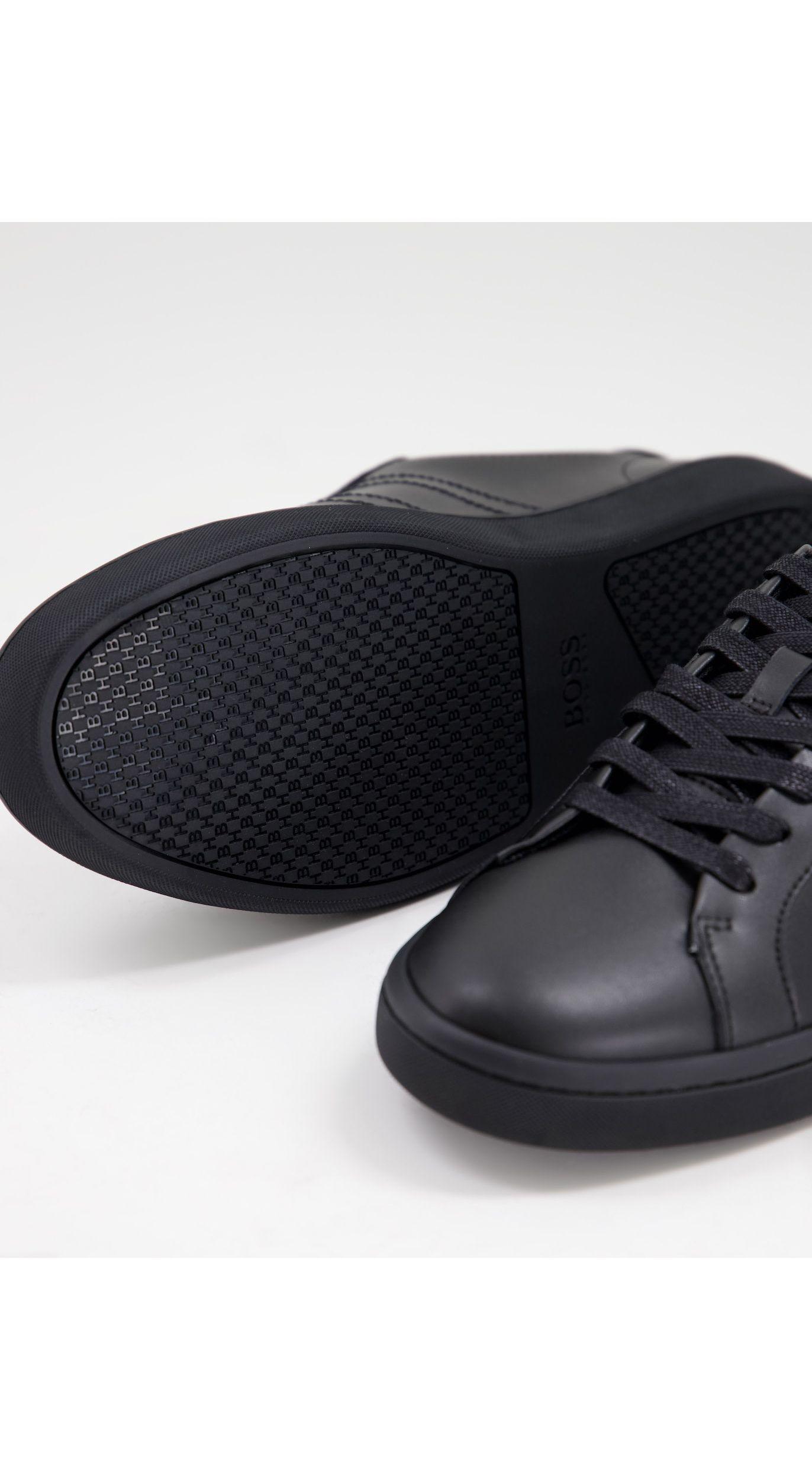 BOSS by HUGO BOSS Ribeira Tenn Leather Trainers in Black for Men | Lyst