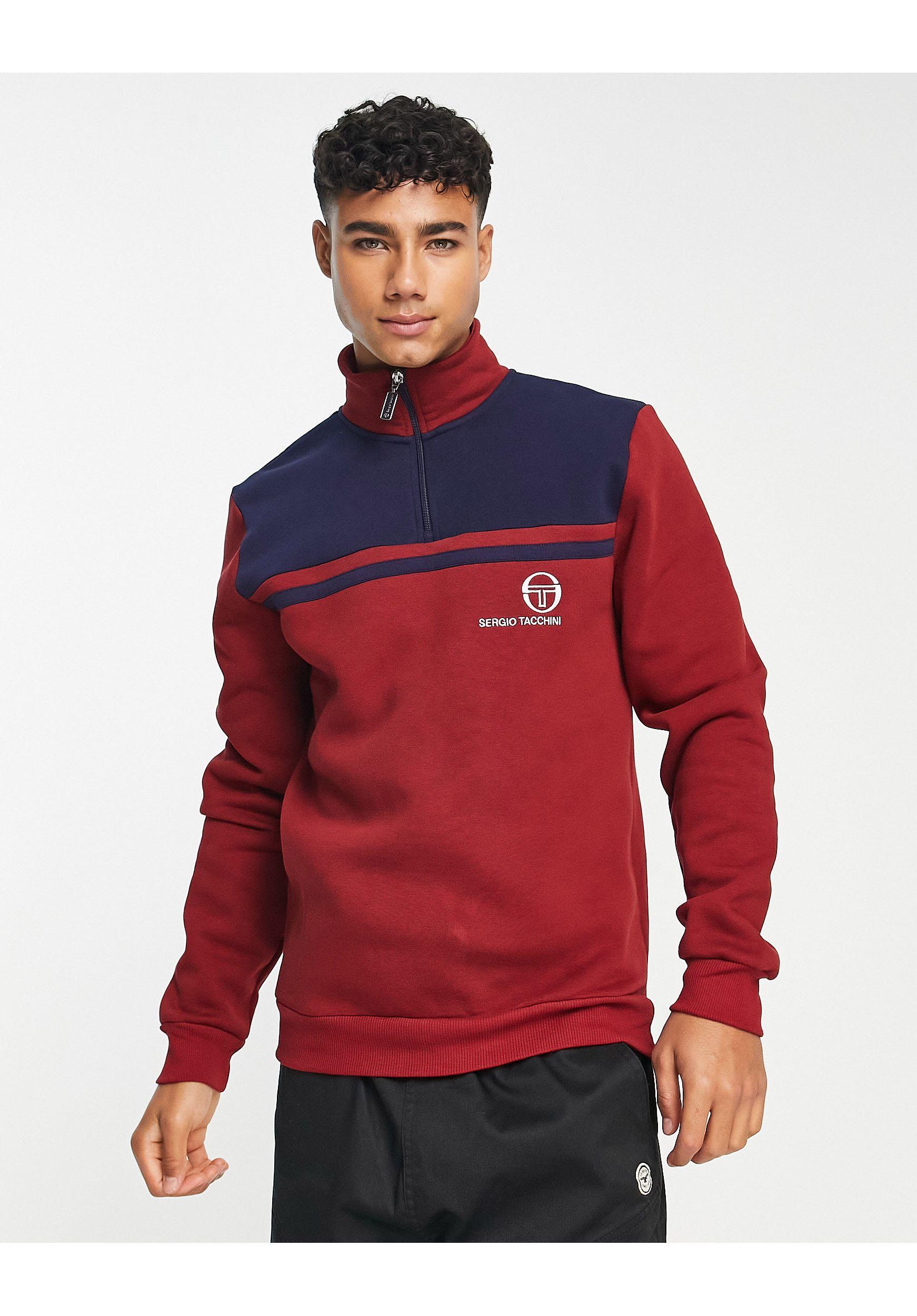 Sergio Tacchini Half Zip With Logo Sweat in Red for Men | Lyst