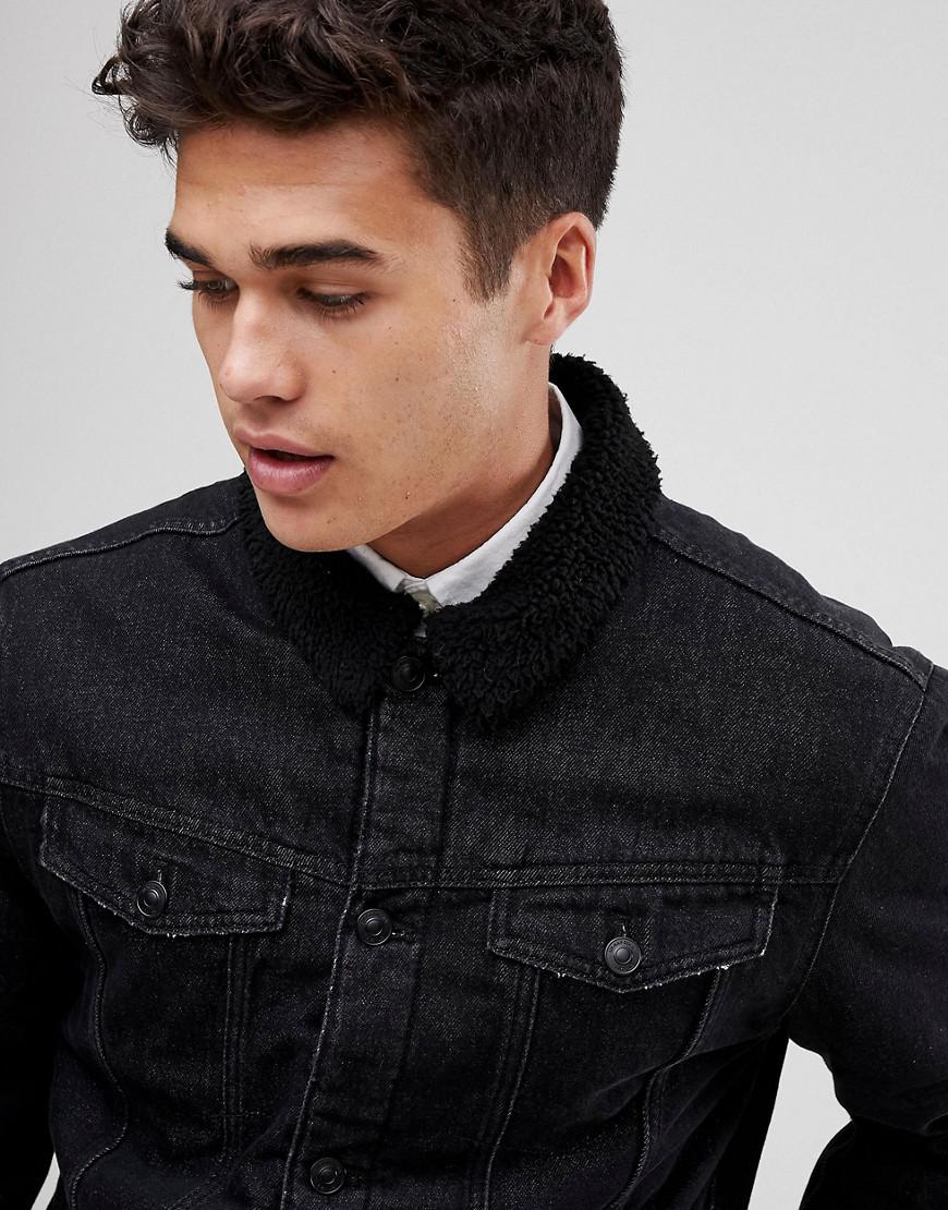 stradivarius black denim jacket