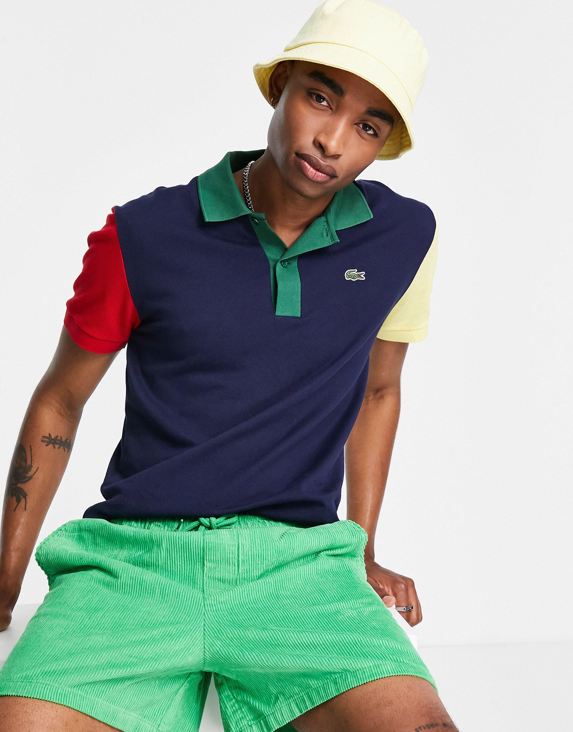 Lacoste Colour Block Polo Shirt in Blue for Men | Lyst
