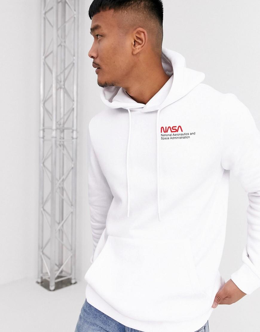 Bershka Cotton Nasa Hoodie With Back Print in White for Men - Lyst