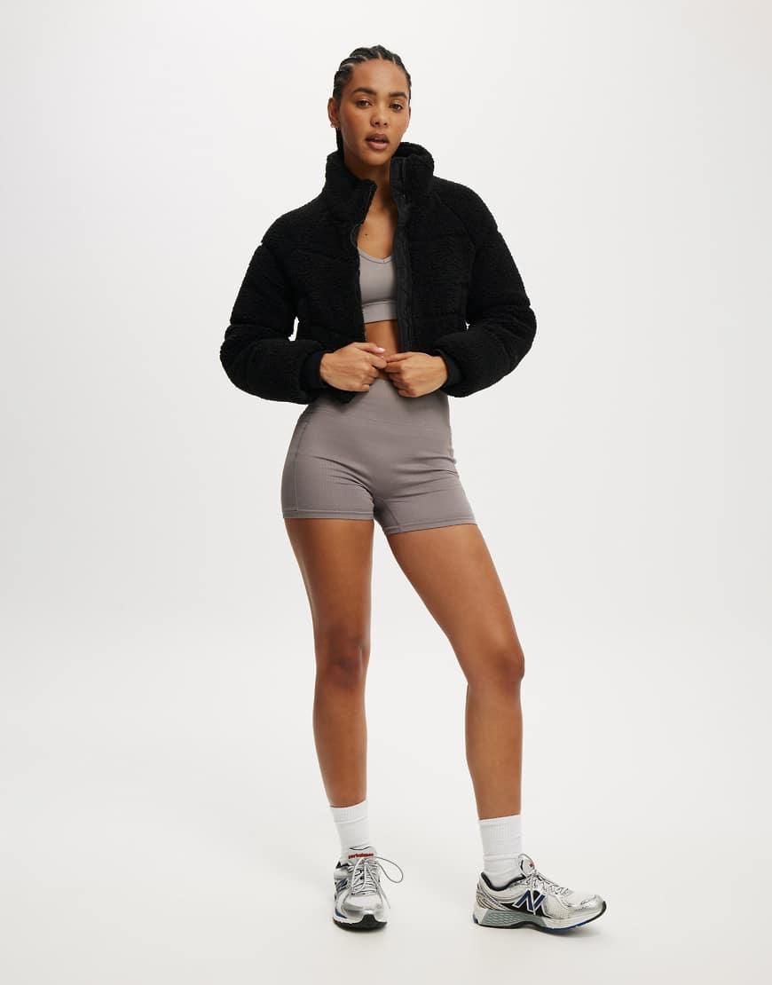 Cotton On The Mother Puffer Cropped Sherpa Jacket in Black Lyst UK