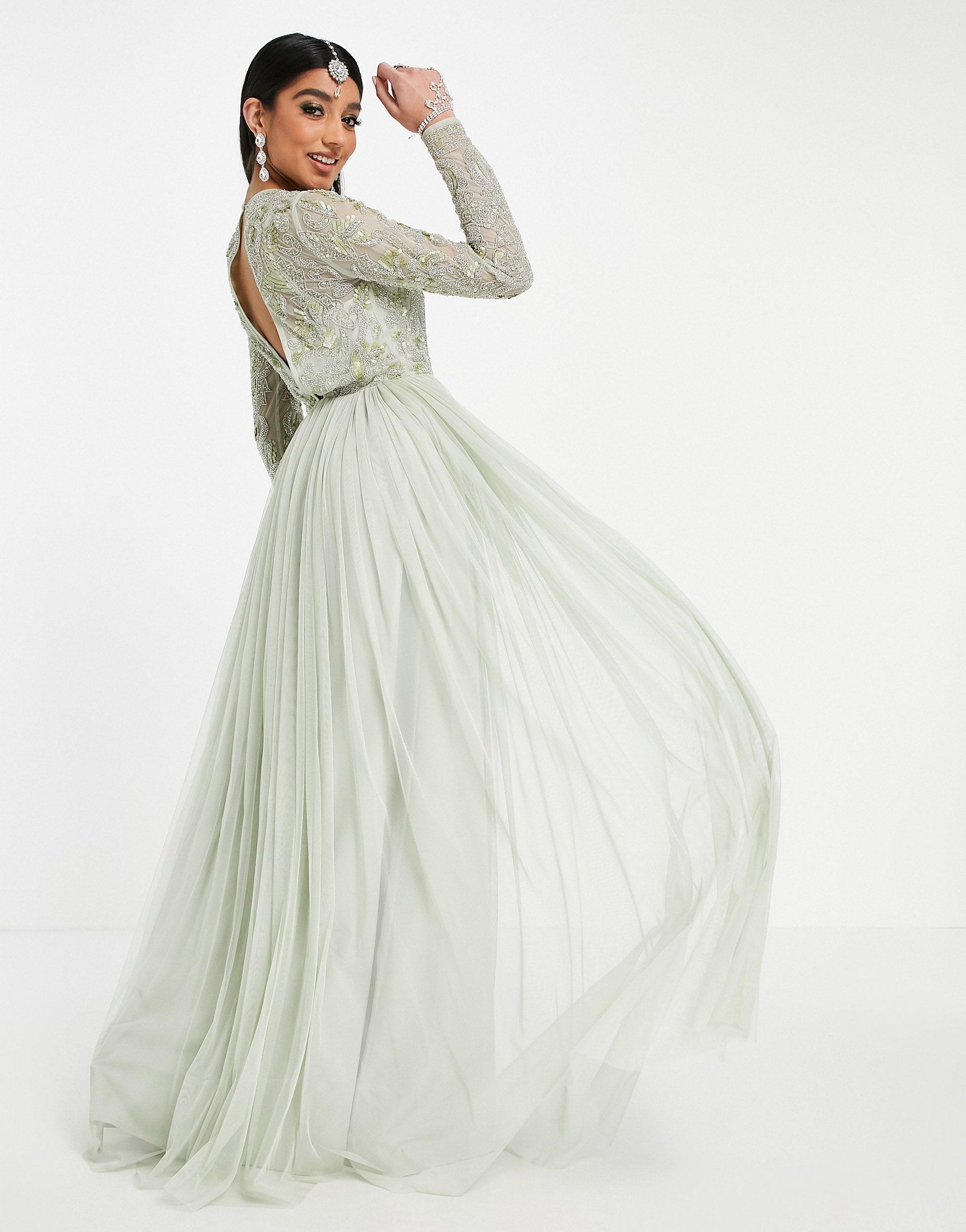 ASOS Anarkali Beaded Bodice Maxi Dress 