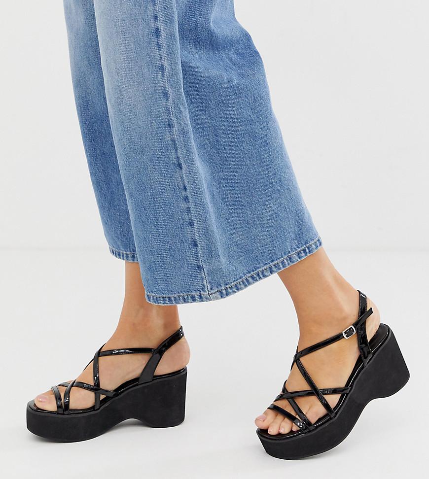 90s black wedge sandals