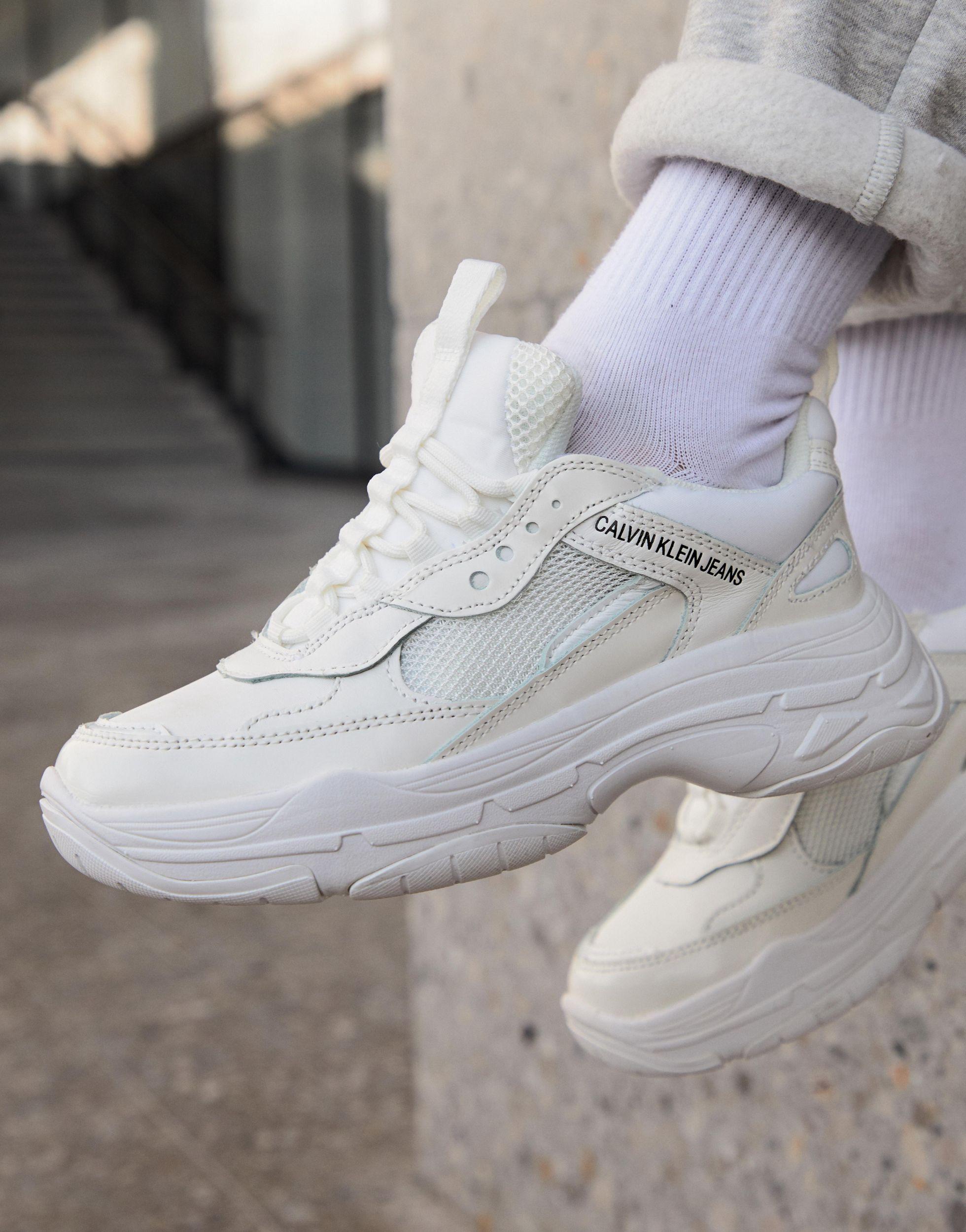 leather chunky trainers calvin klein