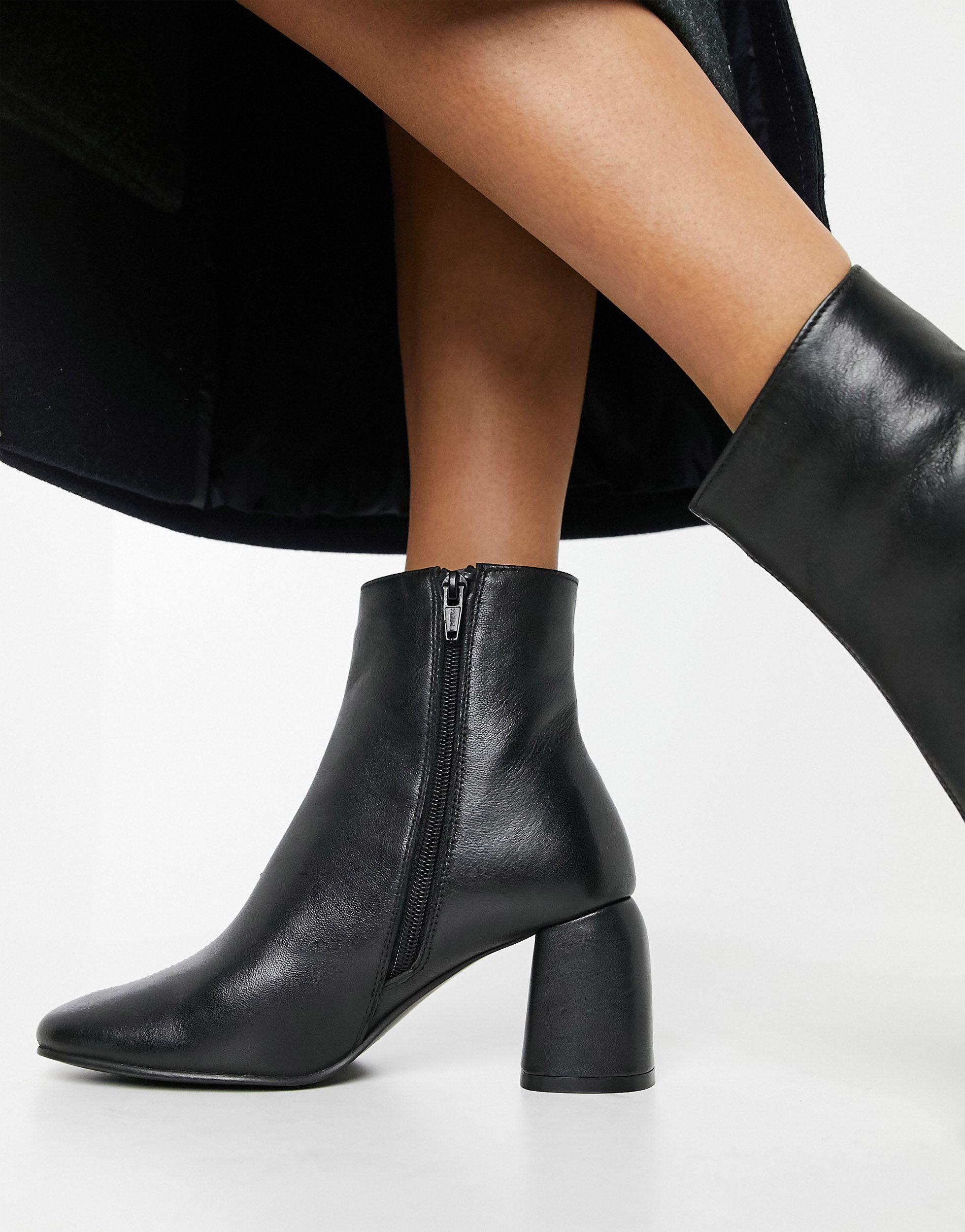 Botas negras con tacón cuadrado TOPSHOP de Cuero de color Negro | Lyst