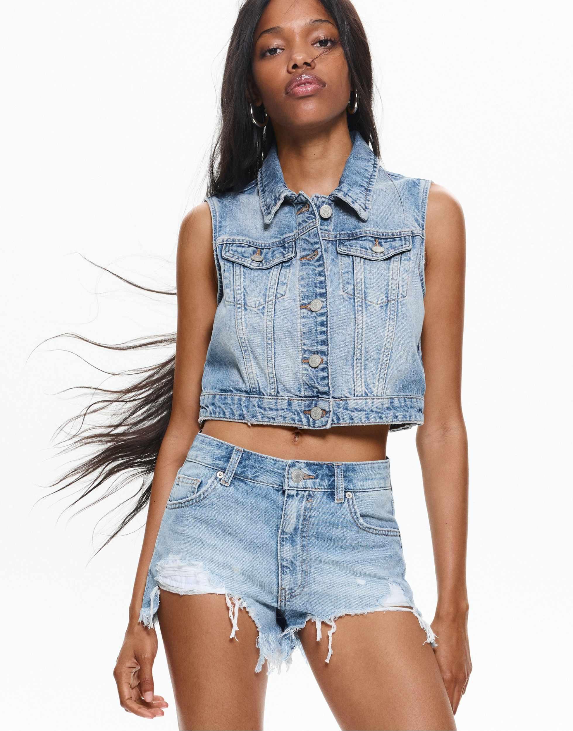 Shorts en jean Pull&Bear pour femme Réductions en ligne jusqu'à
