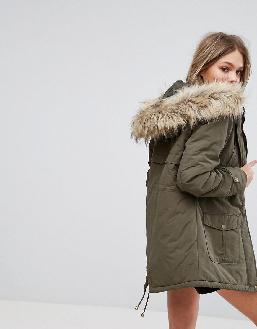 fur hooded coat new look