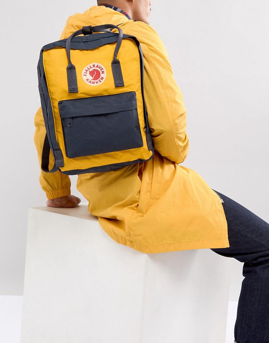 Fjallraven Kanken Backpack In Navy With Yellow Contrast 16l in Blue for Men  | Lyst