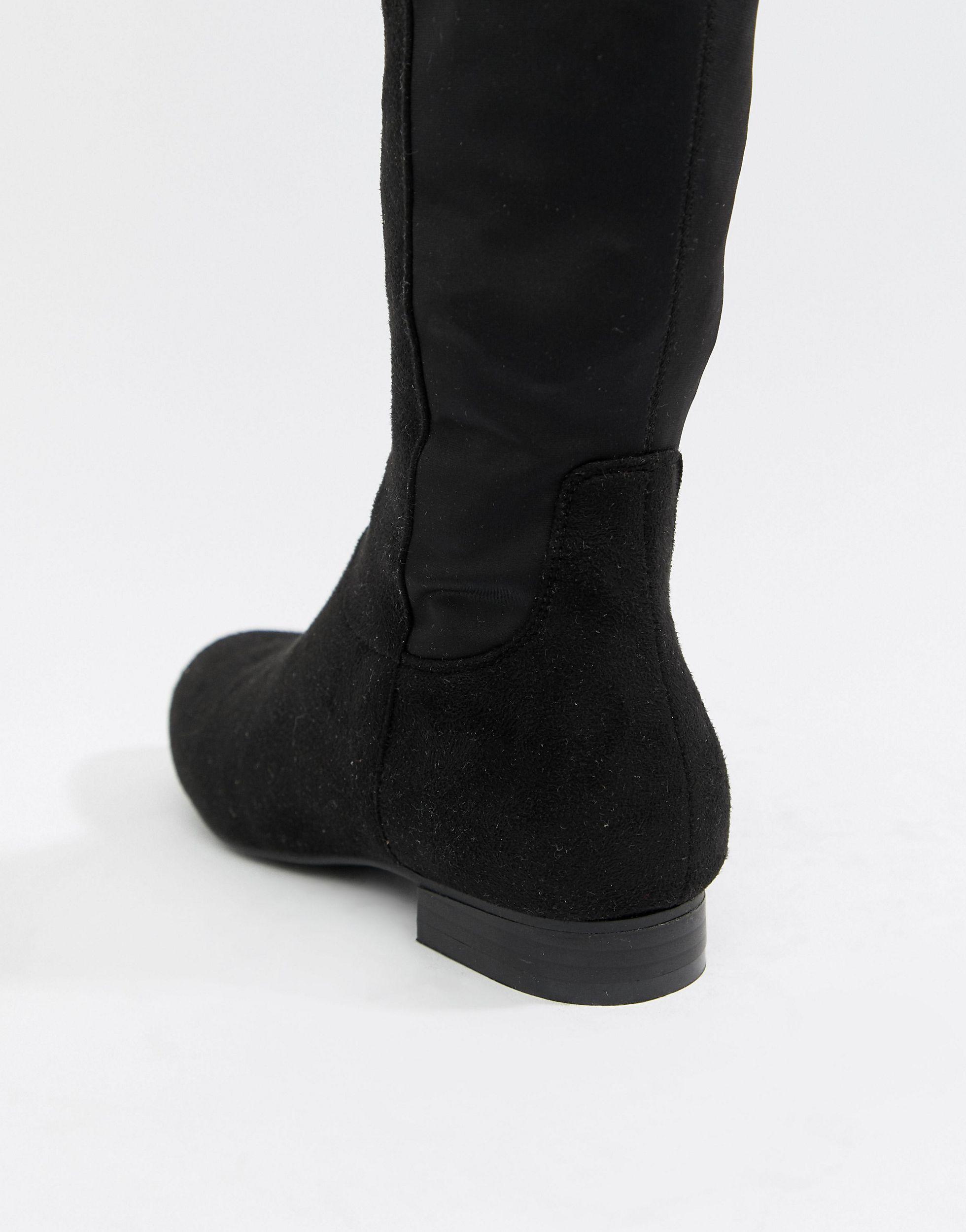 flat elastic thigh high boots