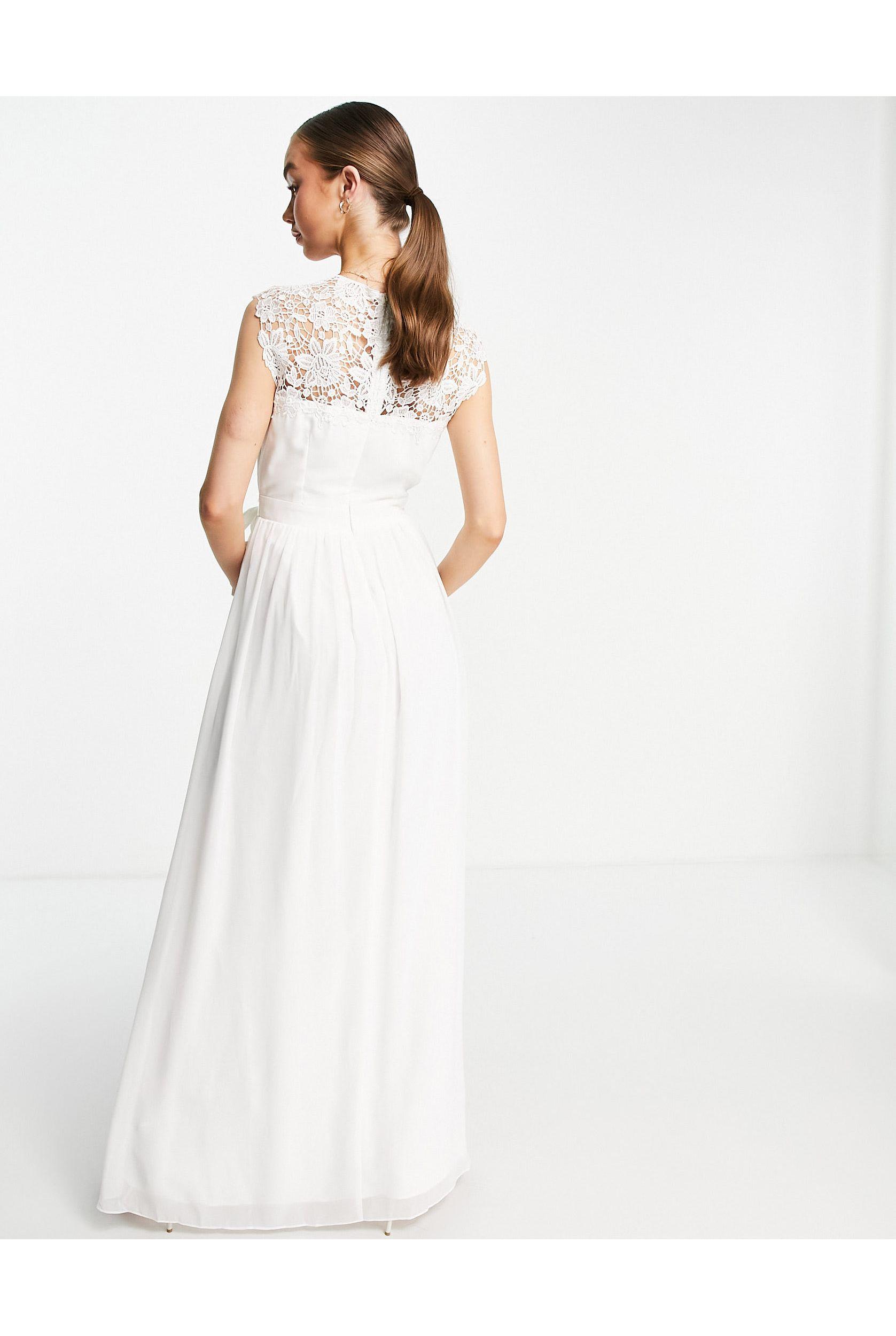 Little Mistress Bridal Lace Detail Maxi Dress in White | Lyst