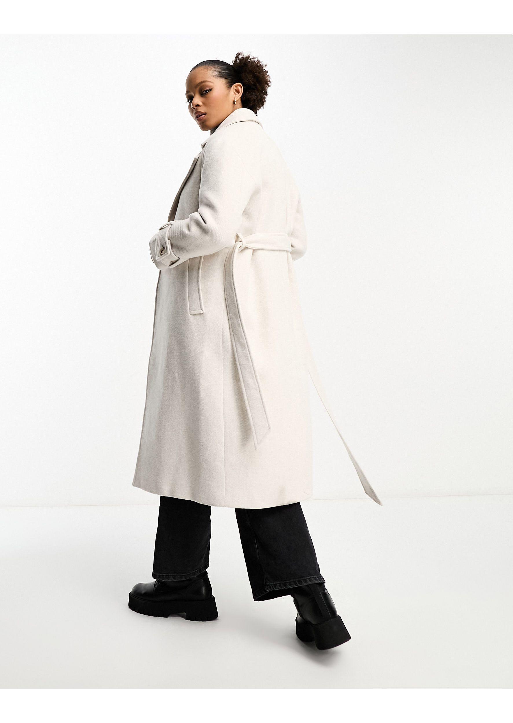 Stradivarius Tailored Belted Coat in White | Lyst UK