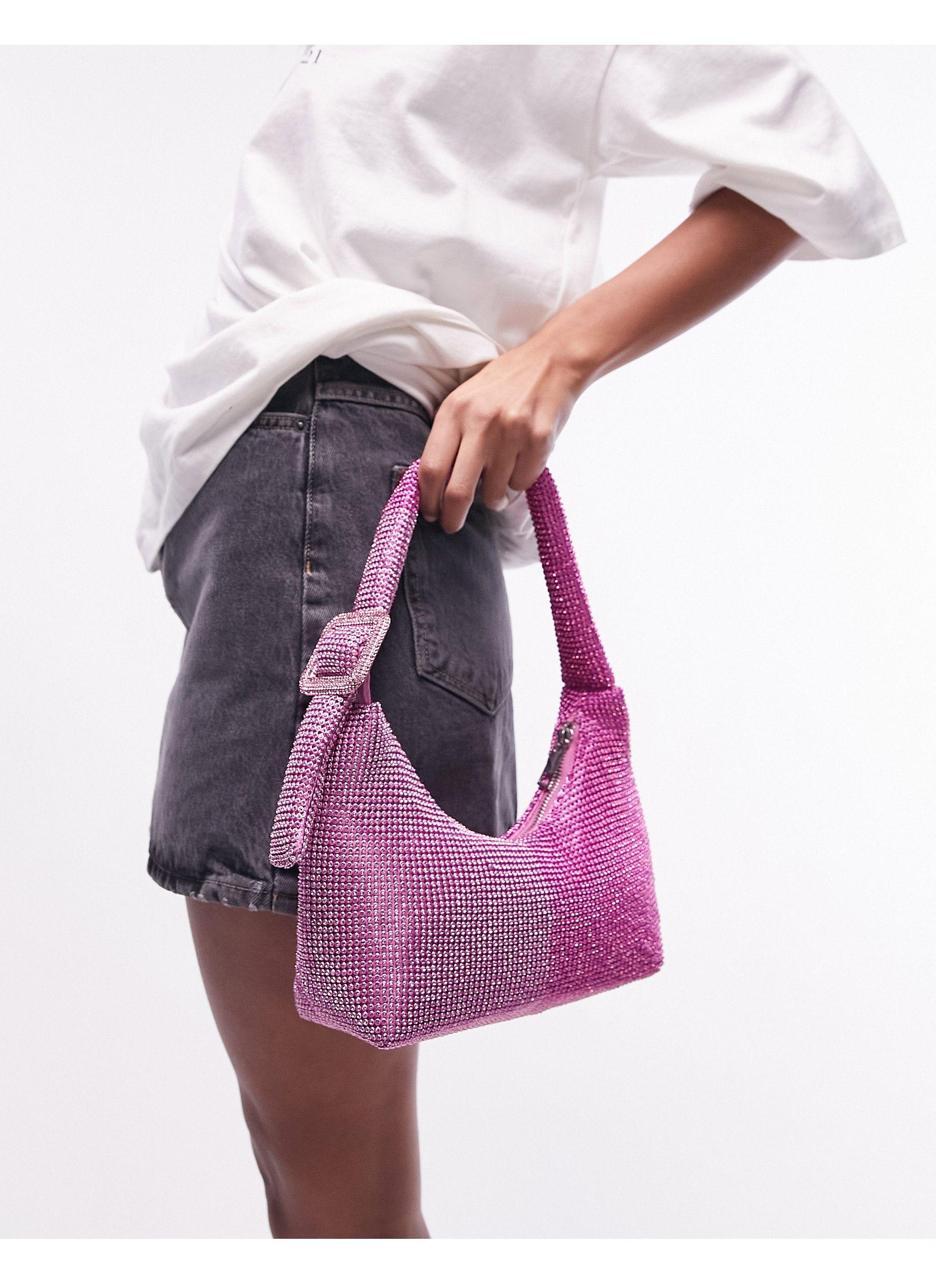 TOPSHOP Fran Two Tone Diamante Shoulder Bag in Pink | Lyst