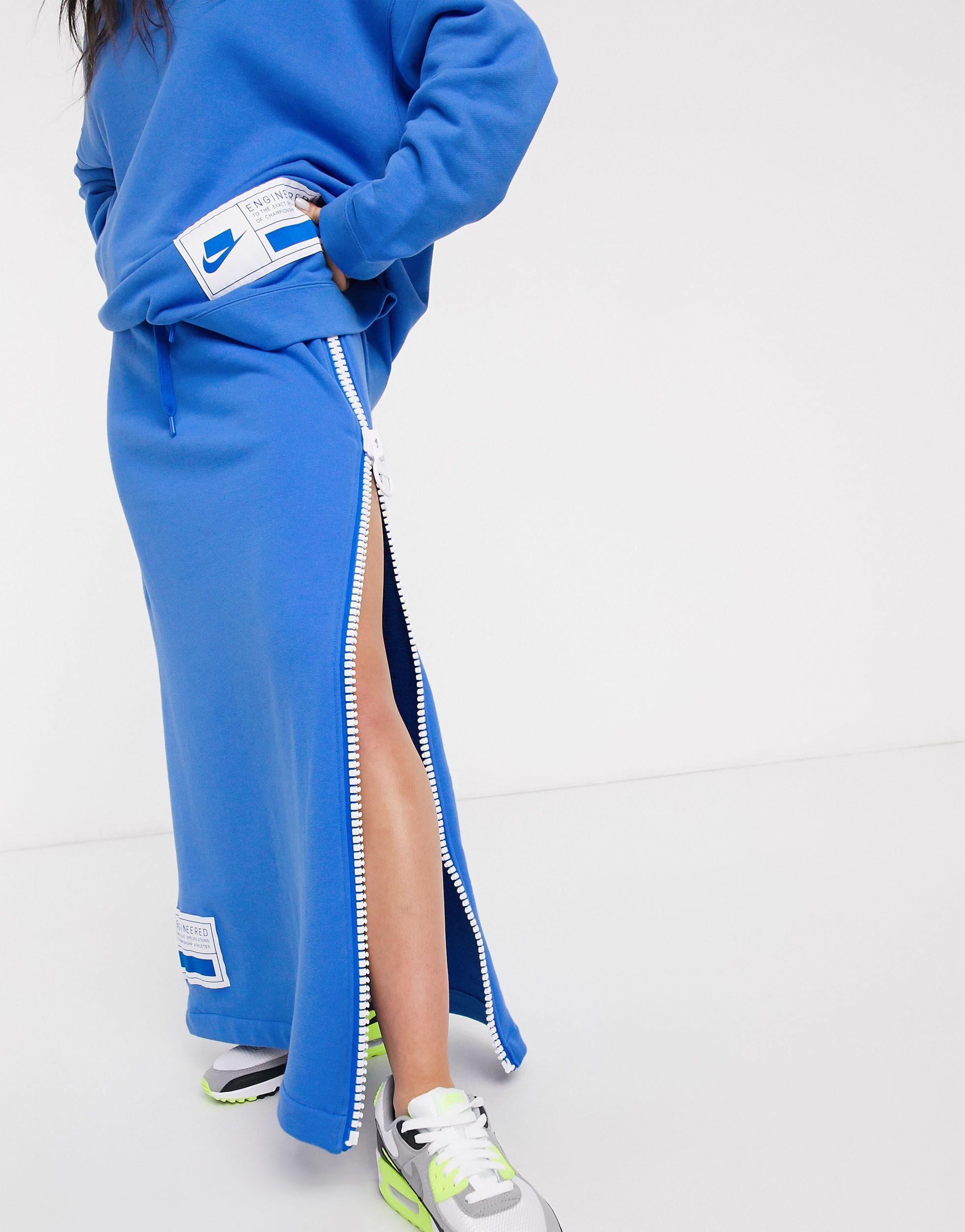 Jupe longue avec fermeture éclair sur le côté Coton Nike en coloris Bleu |  Lyst