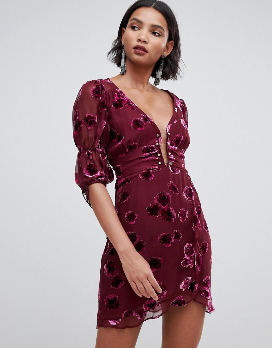 for love and lemons sophie velvet floral mini dress