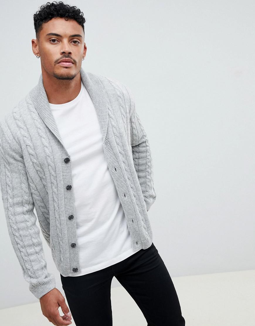 ASOS Cable Cardigan In Light Gray for Men | Lyst Canada