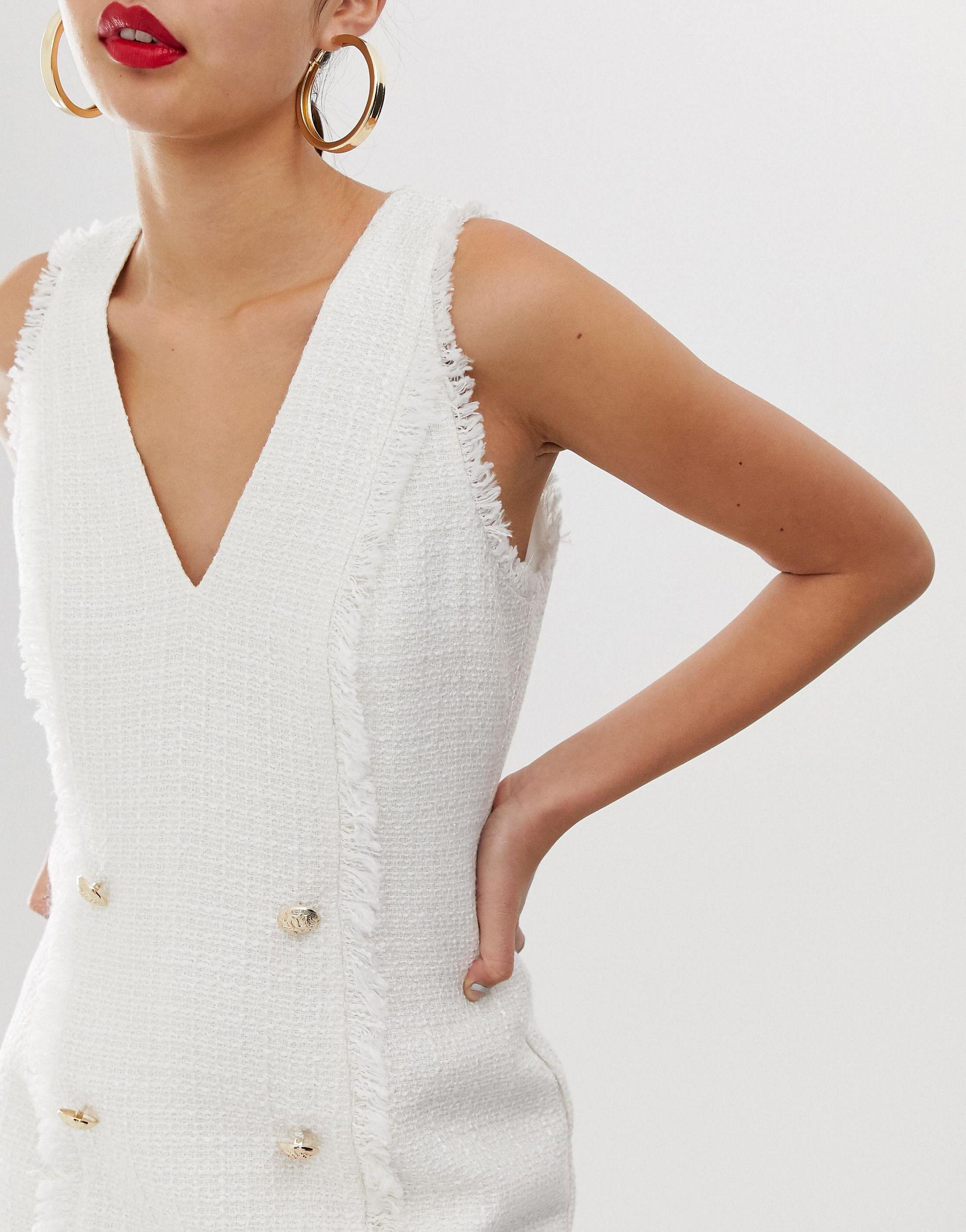 river island boucle shift dress in ivory