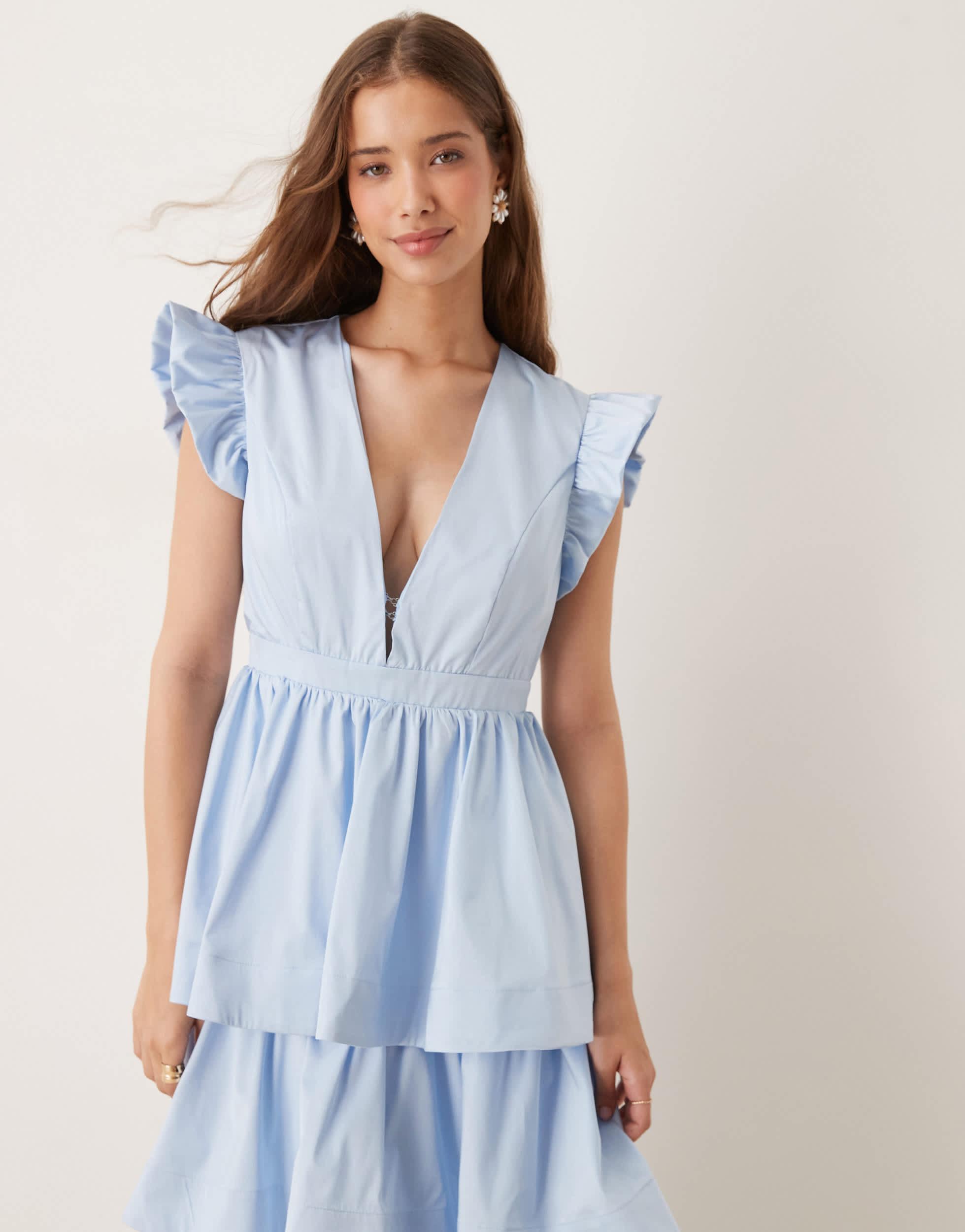 Sister Jane Plunge Tiered Midaxi Dress in Blue | Lyst