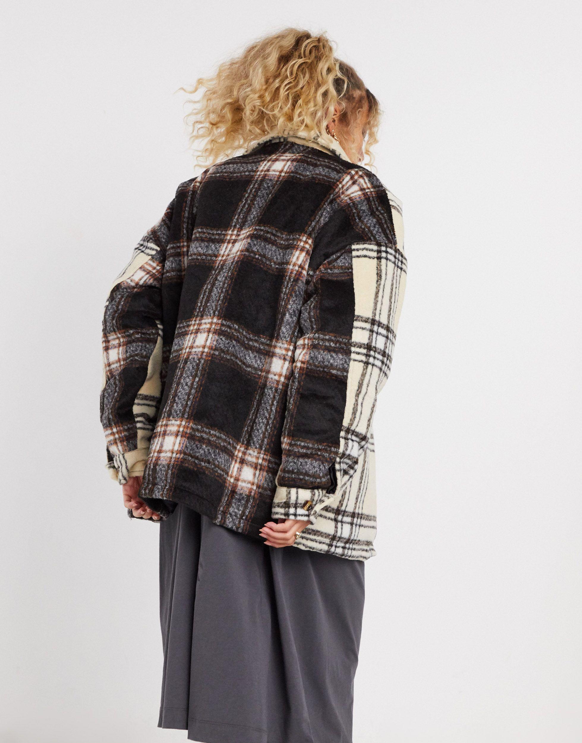 padded checked jacket