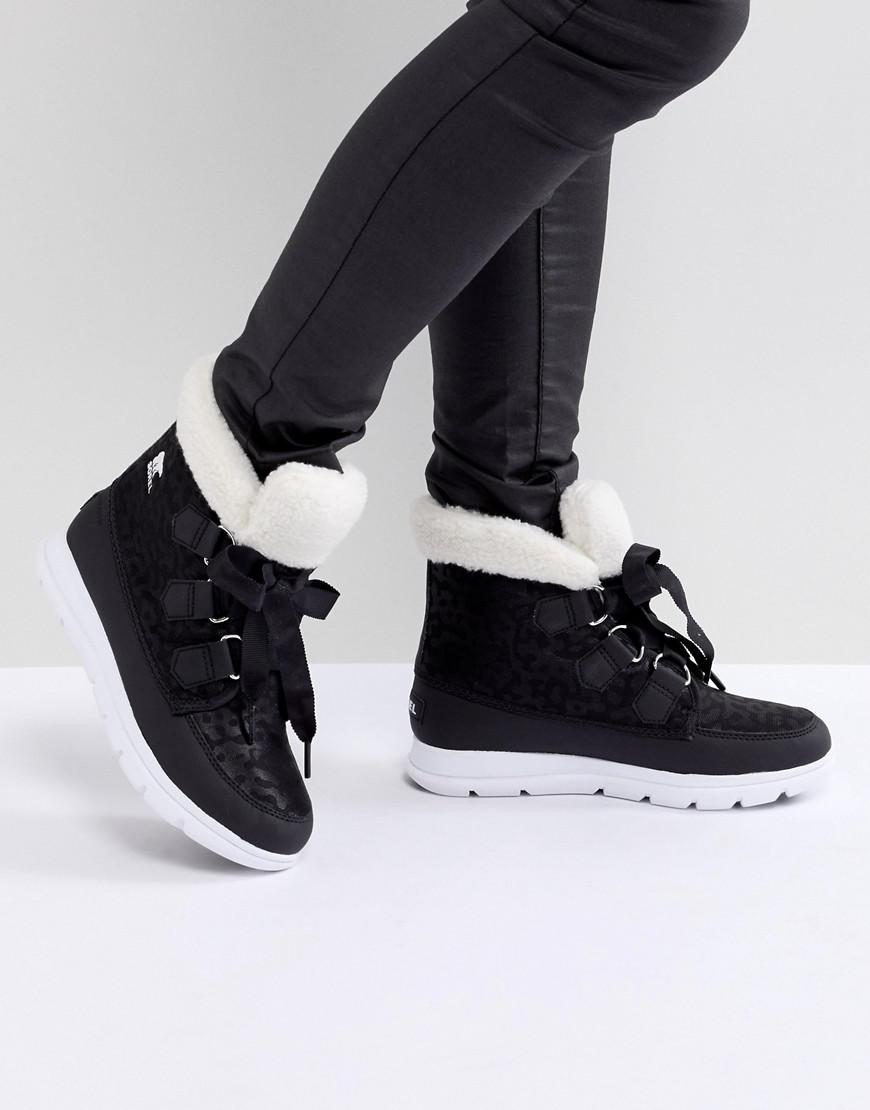 sorel explorer carnival waterproof nylon boots with microfleece lining