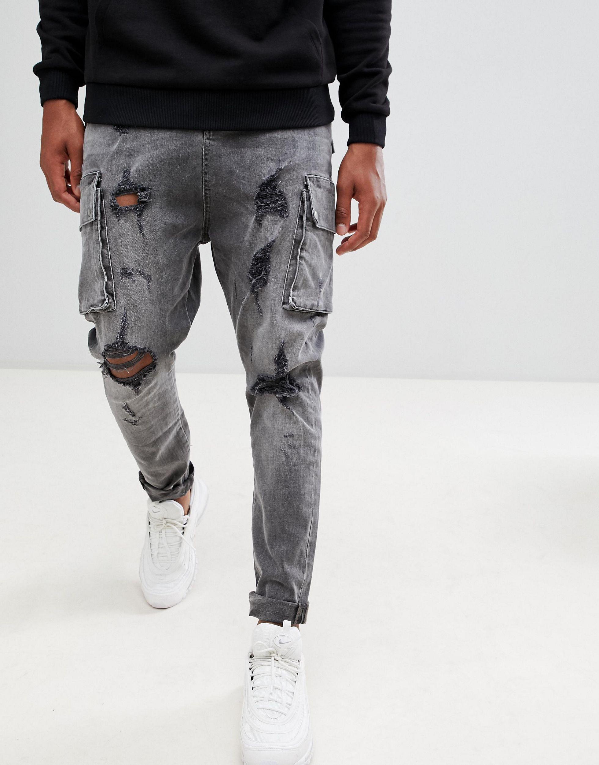 ASOS Denim Drop Crotch Jeans in Black for Men - Lyst