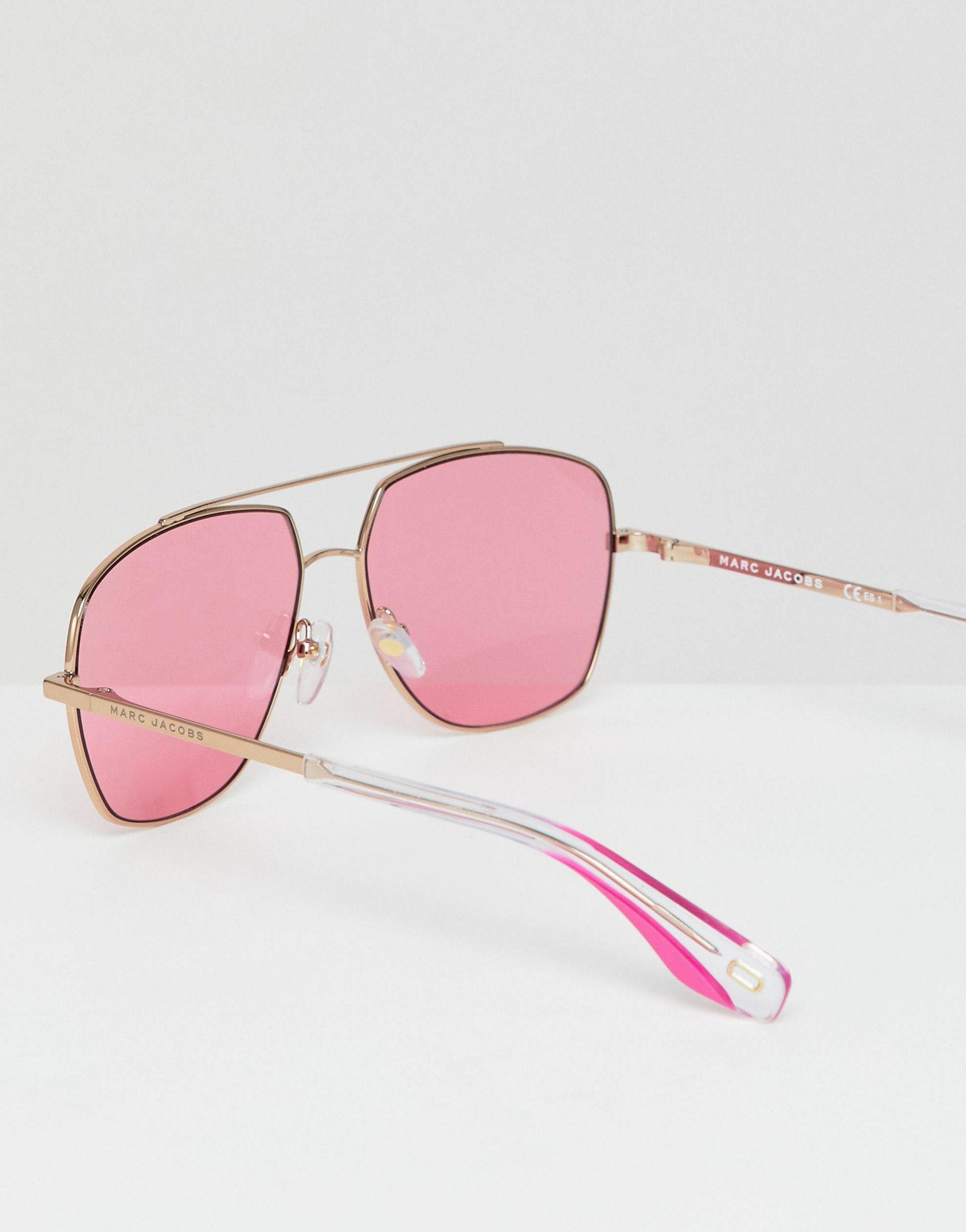 Marc Jacobs Pilotenbril Met Roze Glazen in het Metallic - Lyst