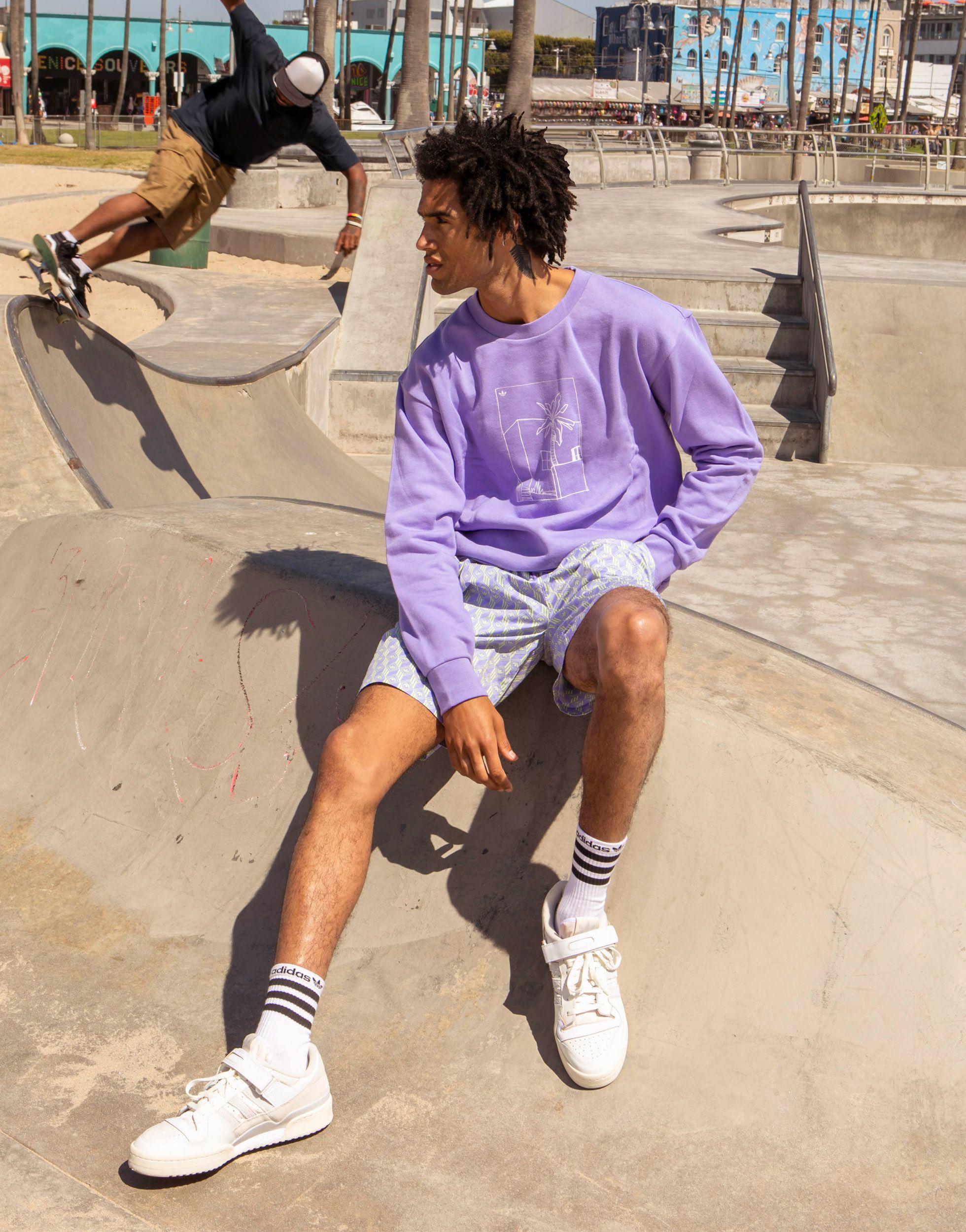 adidas Originals summer Club Oversized Sweatshirt With Hand Drawn Graphic in Purple for Men Mens Clothing Activewear gym and workout clothes Sweatshorts 