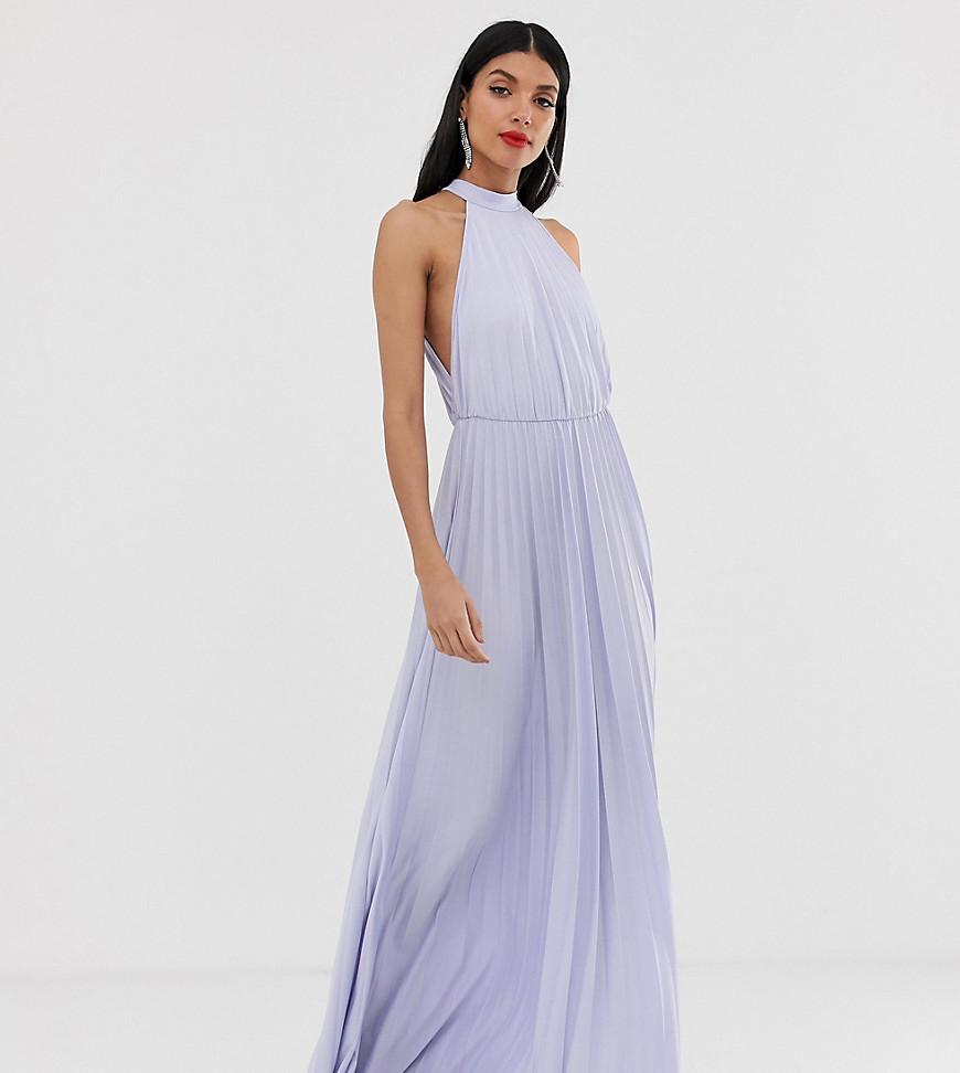 halter pleated waisted maxi dress