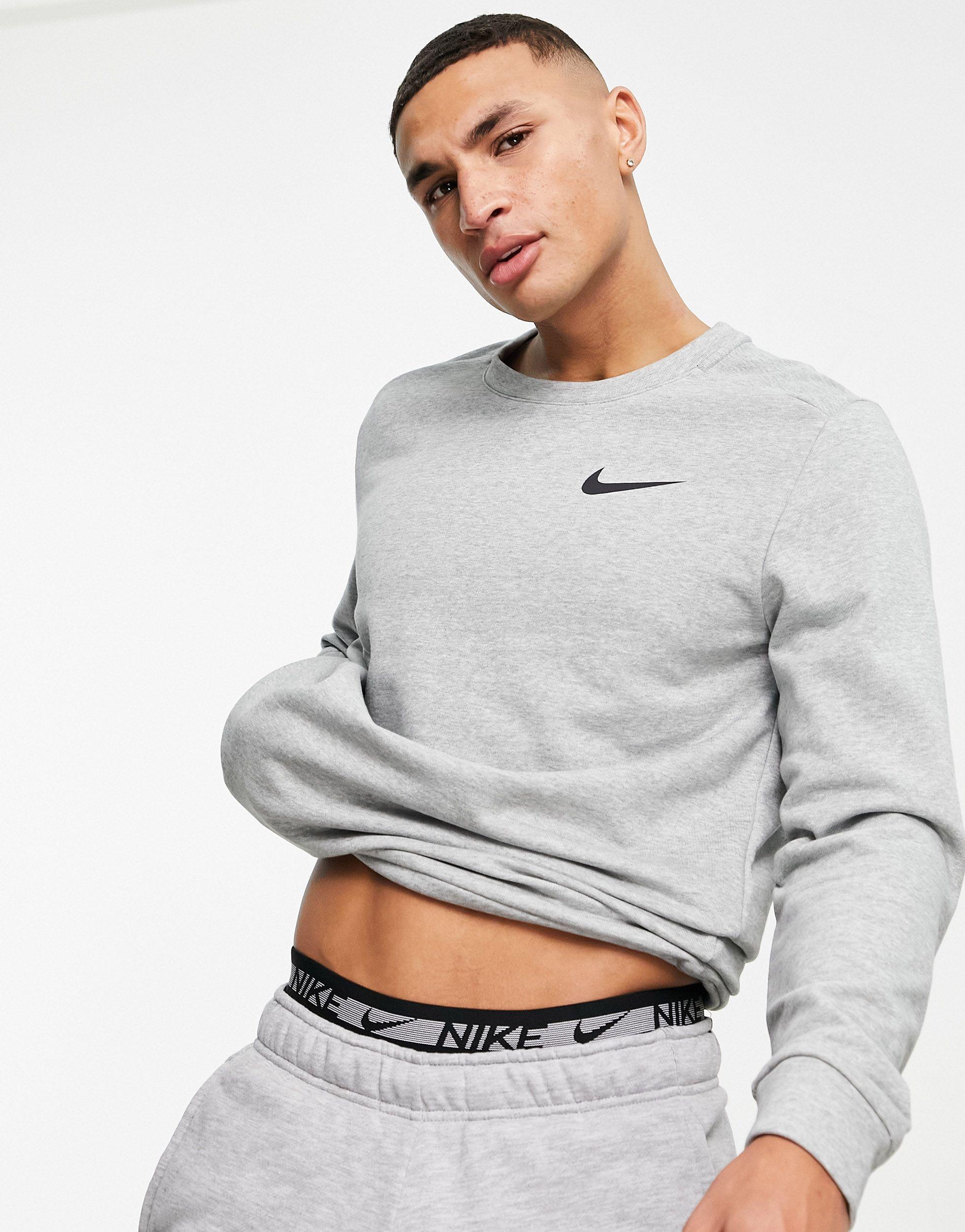 nike swoosh crew neck sweat in grey