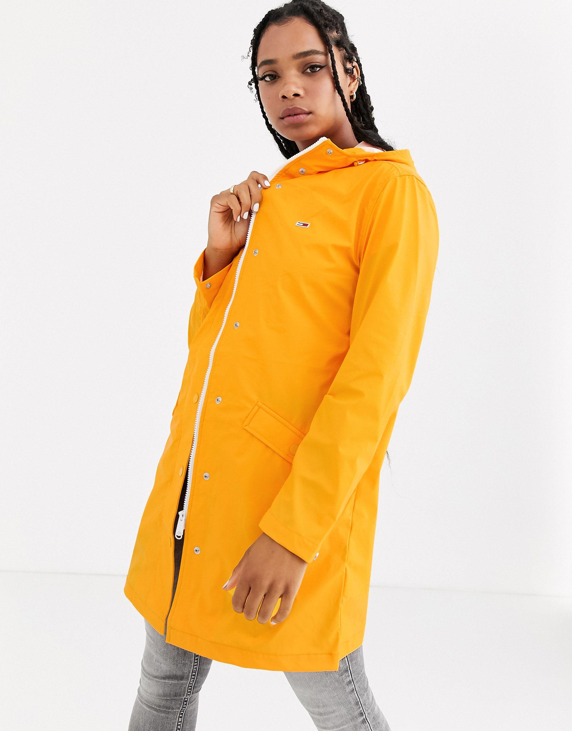 Tommy Hilfiger Hooded Rain Jacket in Yellow | Lyst UK