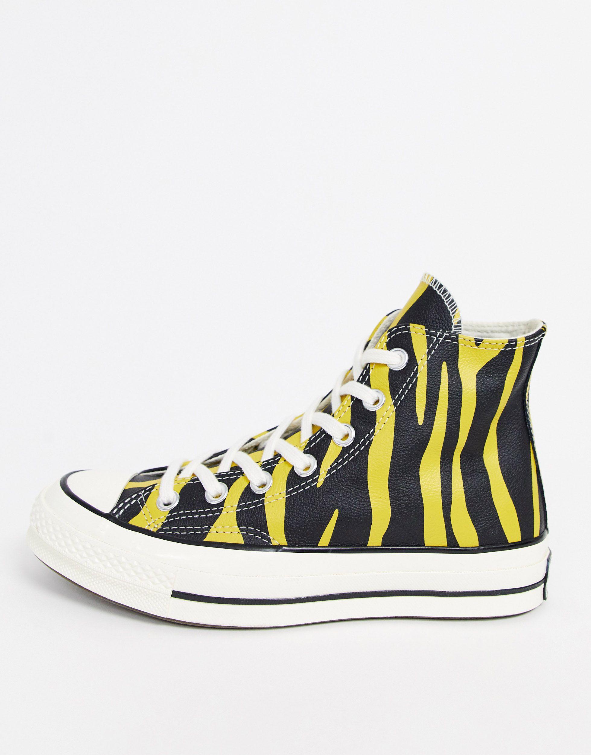 Halloween Ademen Reclame Converse Chuck 70 Hi Yellow Zebra Print Sneakers | Lyst