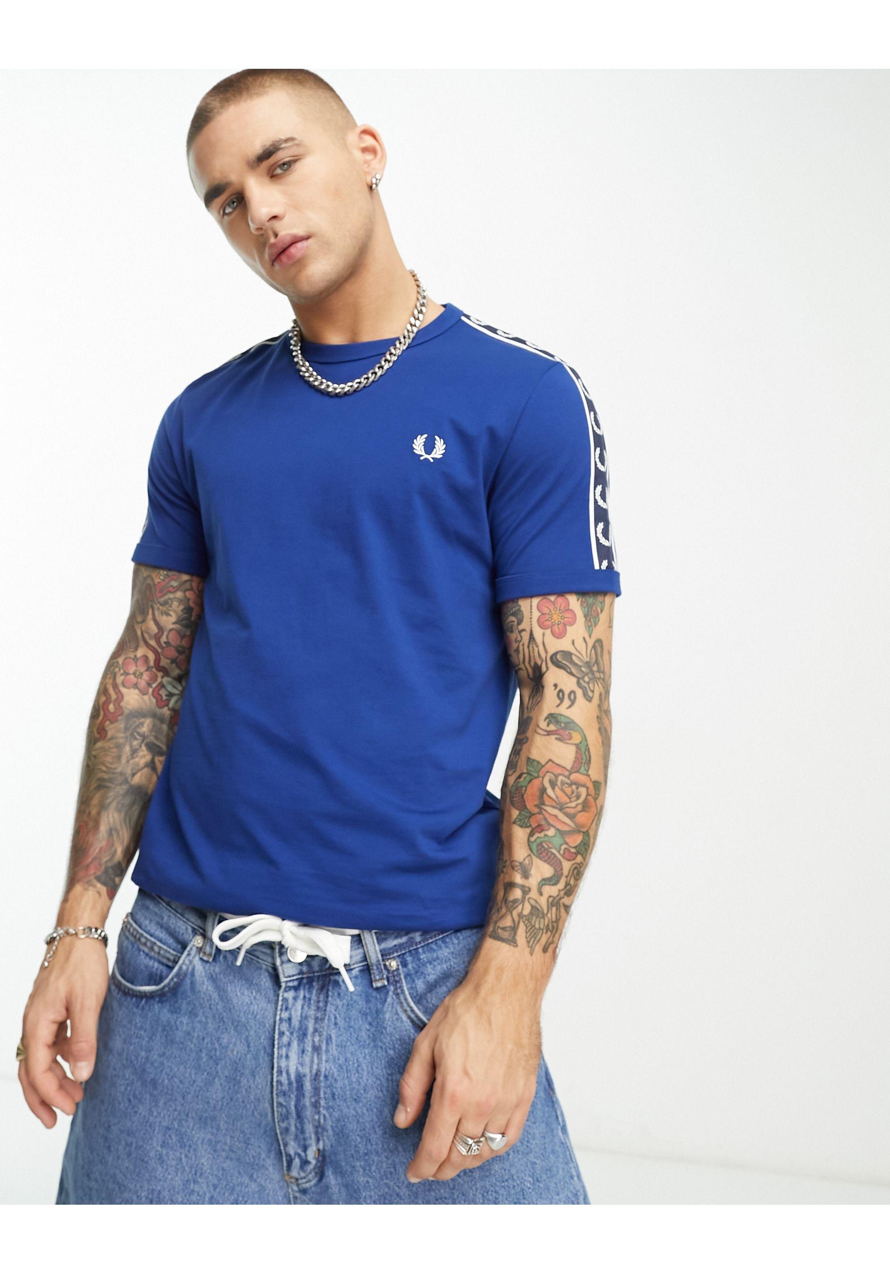 Fred Perry Contrast Tape Ringer T-shirt in Blue for Men | Lyst