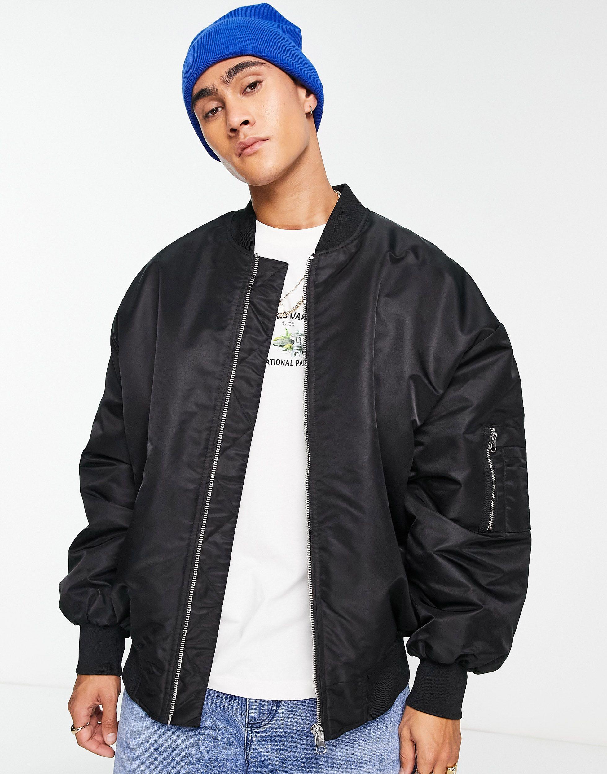 ASOS Extreme Oversized Bomber Jacket With Ma1 Pocket in Black for Men ...