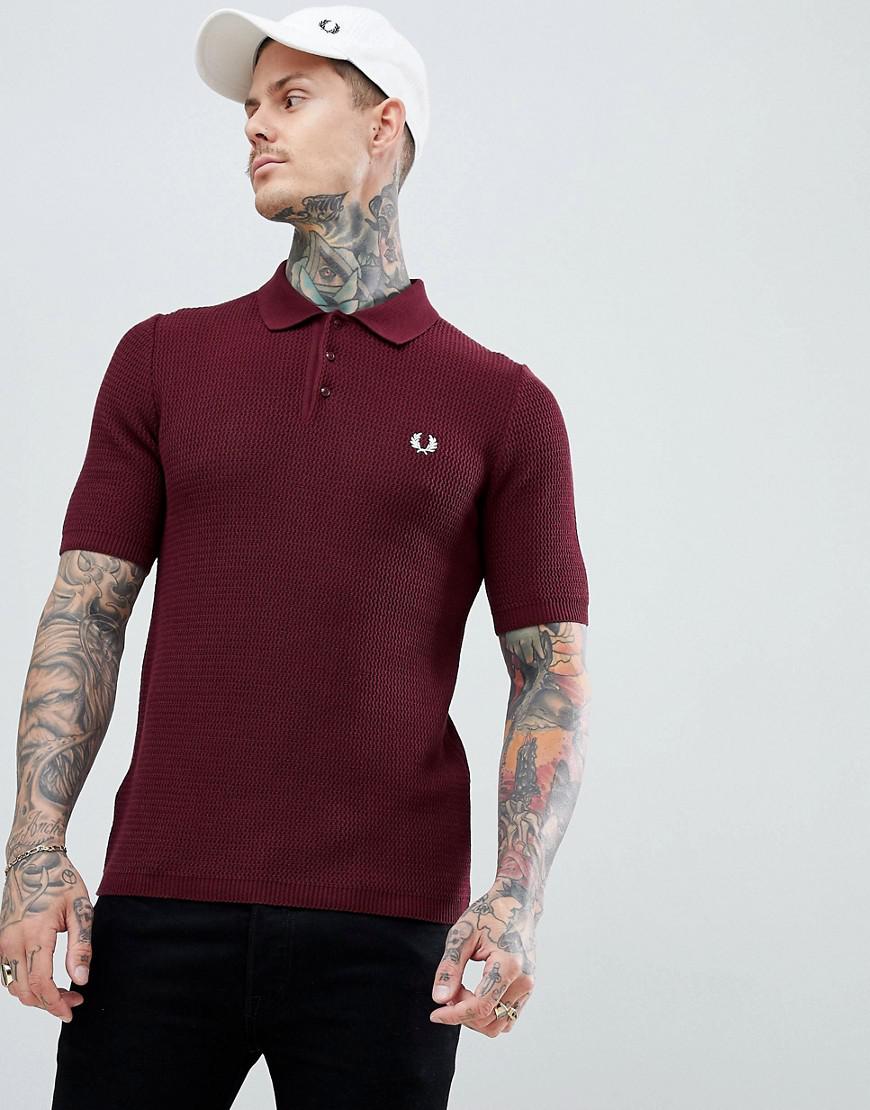 fred perry textured knit polo shirt